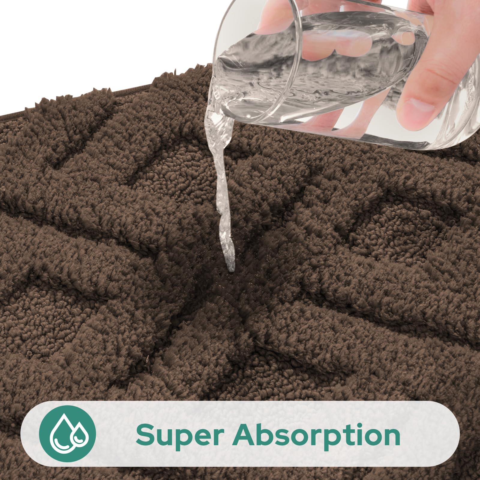 Homeideas Bathroom Rugs Sets 2 Piece, Extra Soft Shaggy Absorbent Non Slip Machine Washable Grid Bath Mat For Floor, Tub And Sho