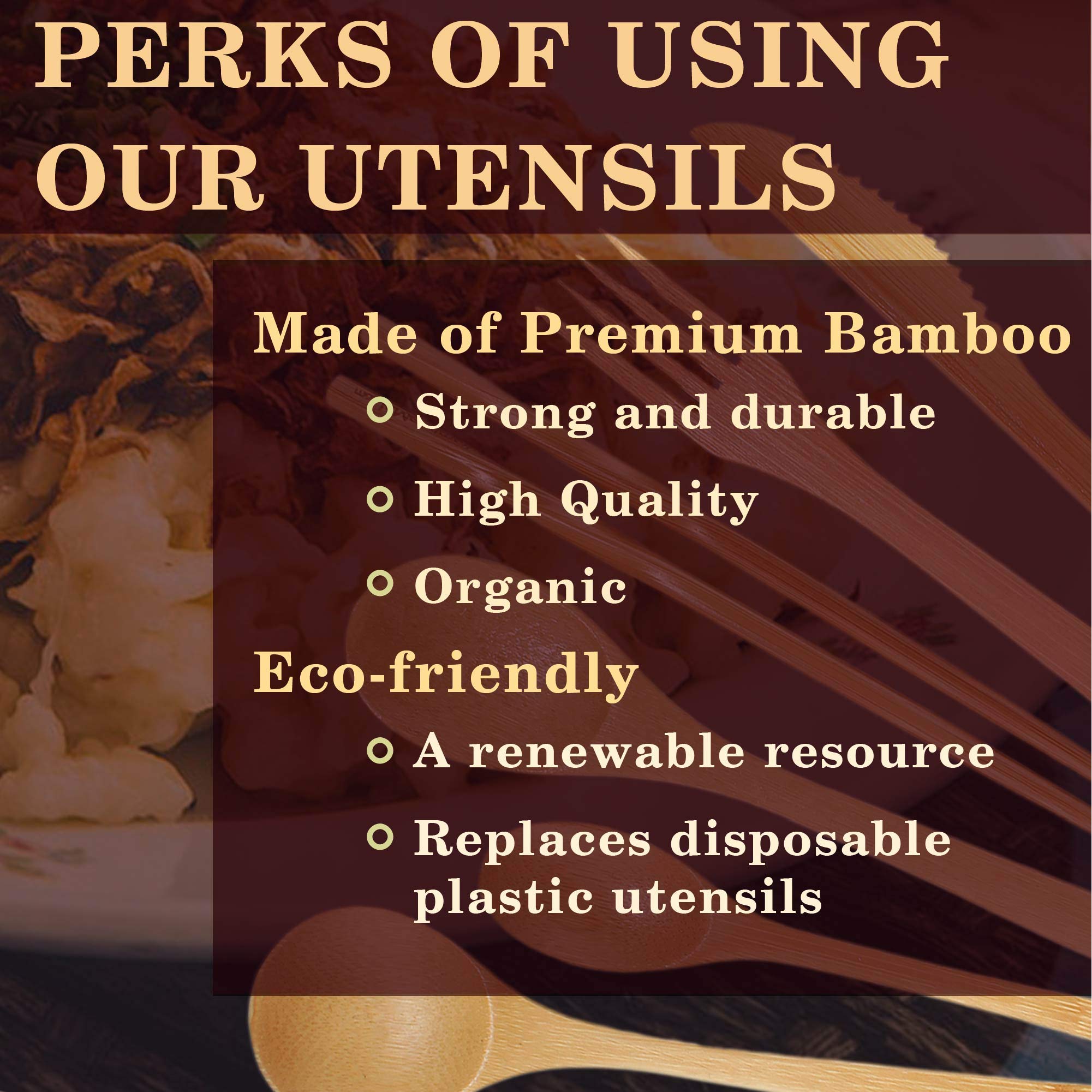 Bamboomn Premium Solid Bamboo Dinner Fork 8'' - All Natural Reusable Dinnerware - 10 Pcs