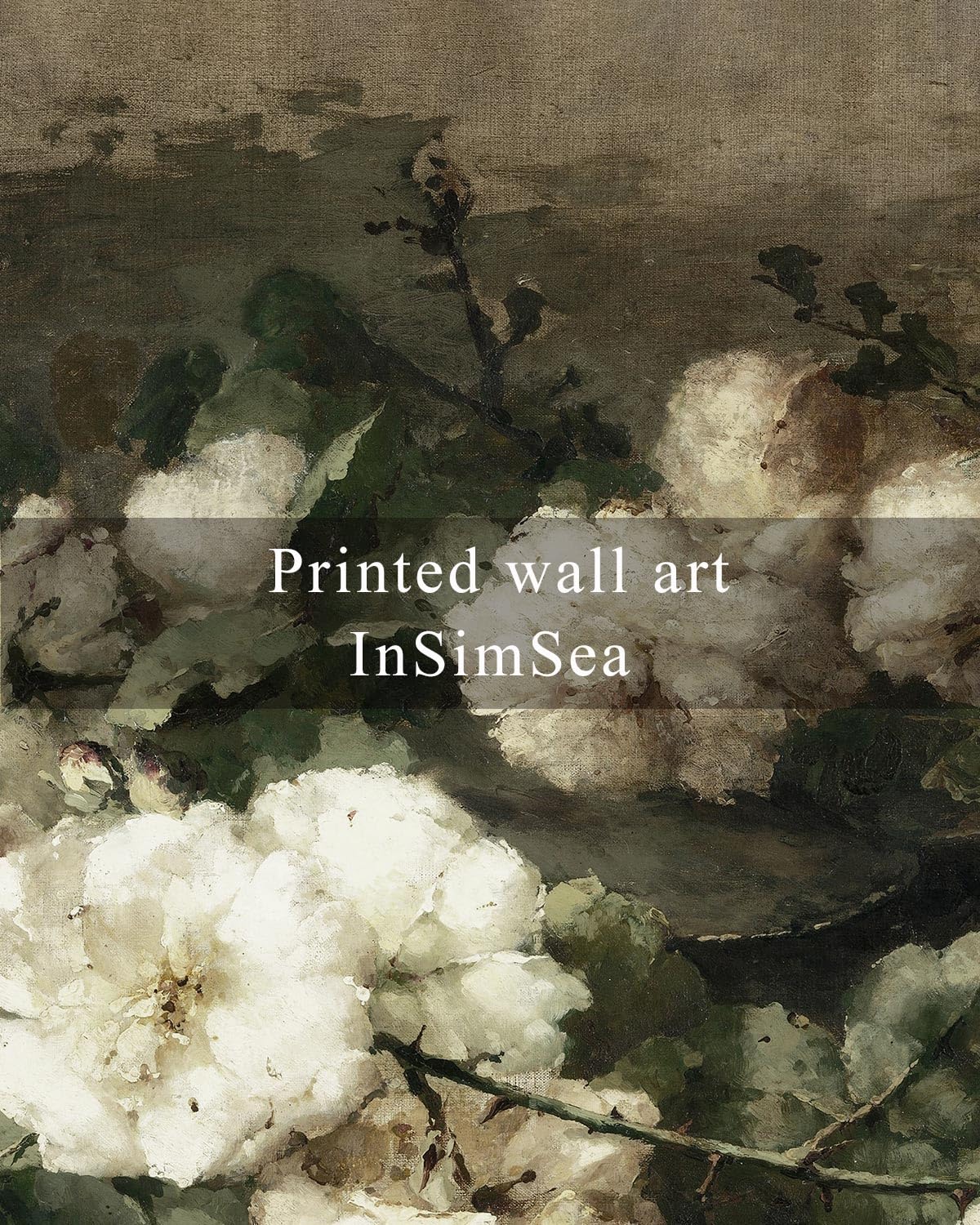 Insimsea Square Framed Canvas Wall Art, Vintage Flower Pictures Rustic Floral Wall Art For Living Room, Flowers Wall Prints, Flo