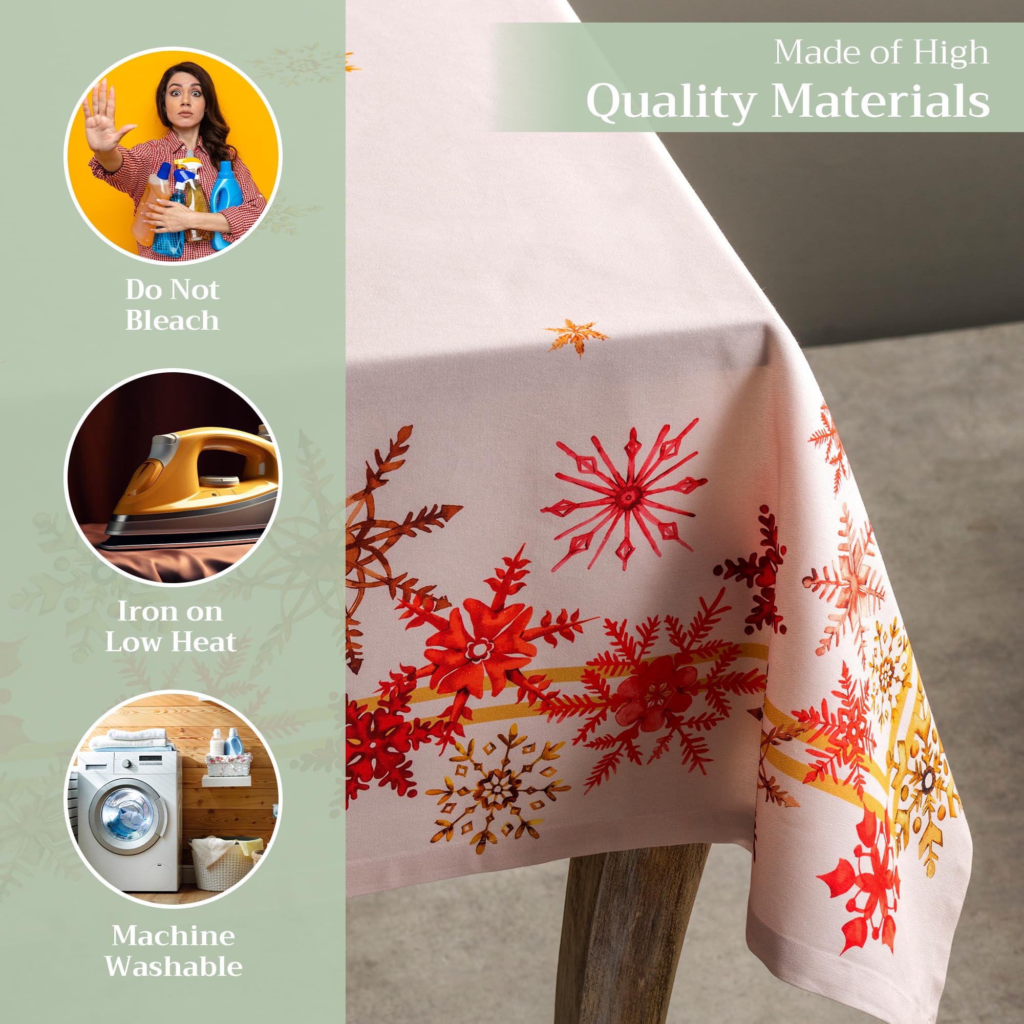 Maison D' Hermine Table Cover 60''X108'' 100% Cotton Decorative Washable Rectangle Tabletop Tablecloths, Kitchen, Party, Wedding