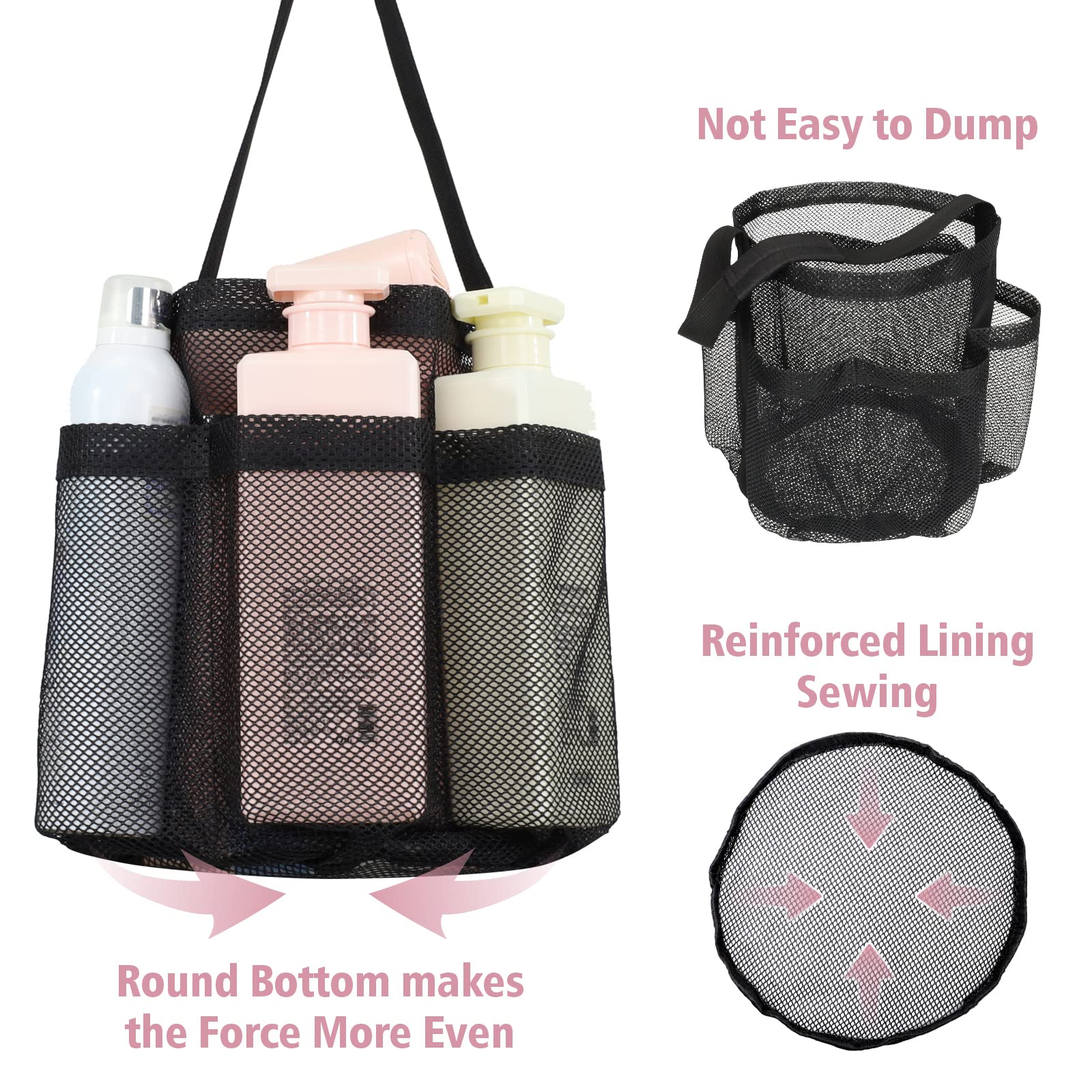 F-Color Mesh Shower Caddy Portable, Shower Caddy Basket Tote For College Dorm Room Gym Rv Essentials, 8.5'' Deeper Pocket Quick