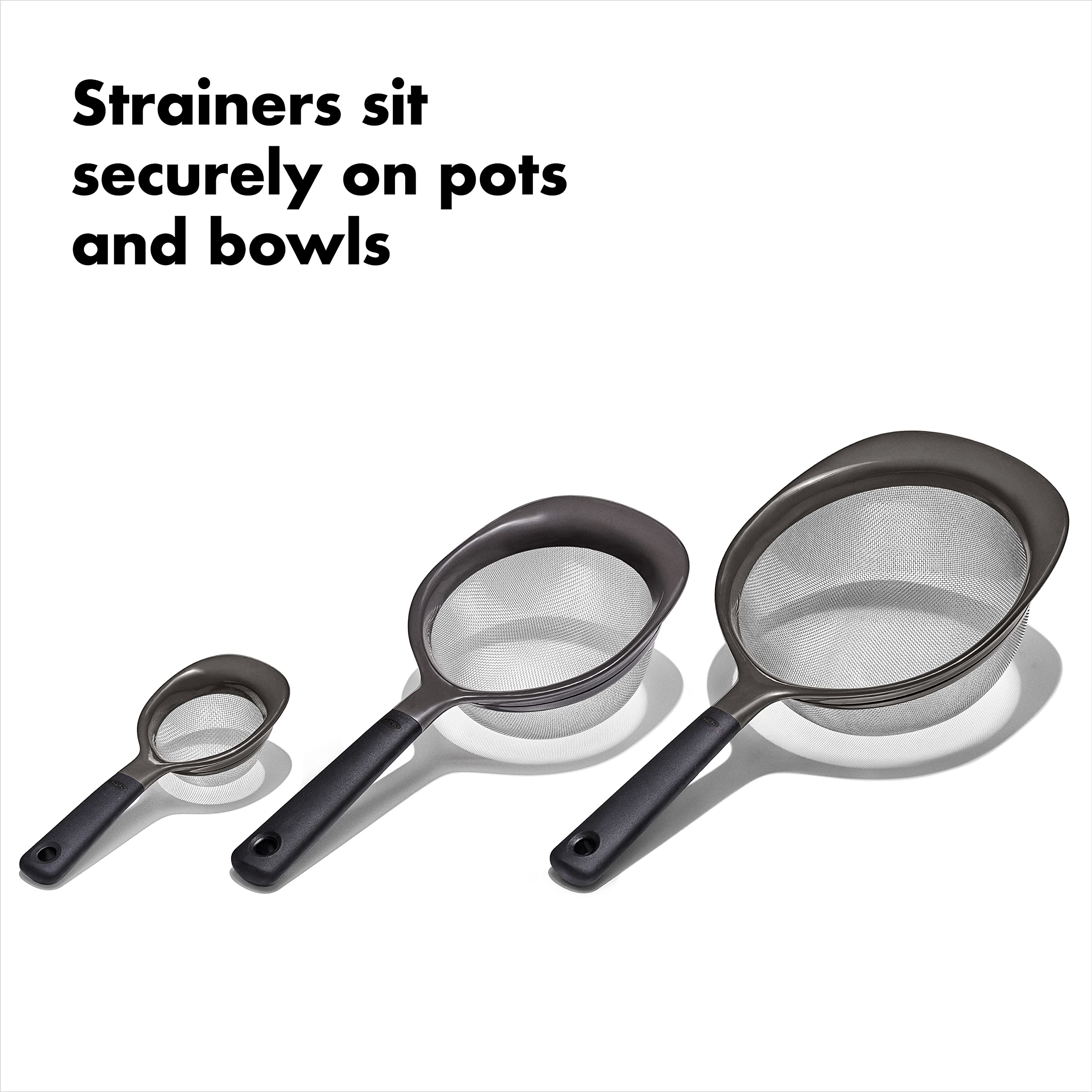 Oxo Good Grips 3-Piece Strainer Set, Black