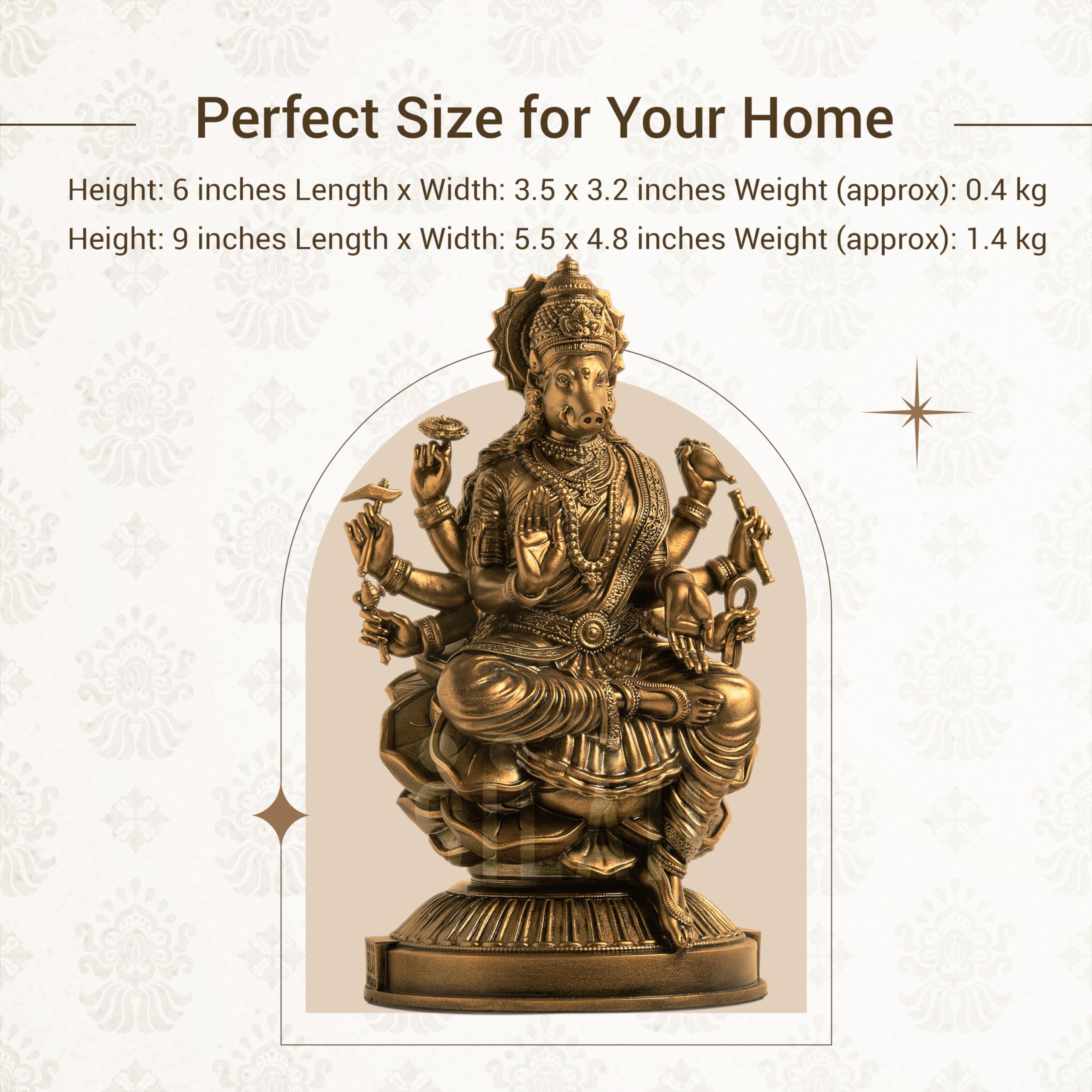 Silaii Goddess Varahi Amman Sculpture - Antique Bronze Finish, Handcrafted Statue For Puja Room, Home Decor, And Gifting (9 Inch