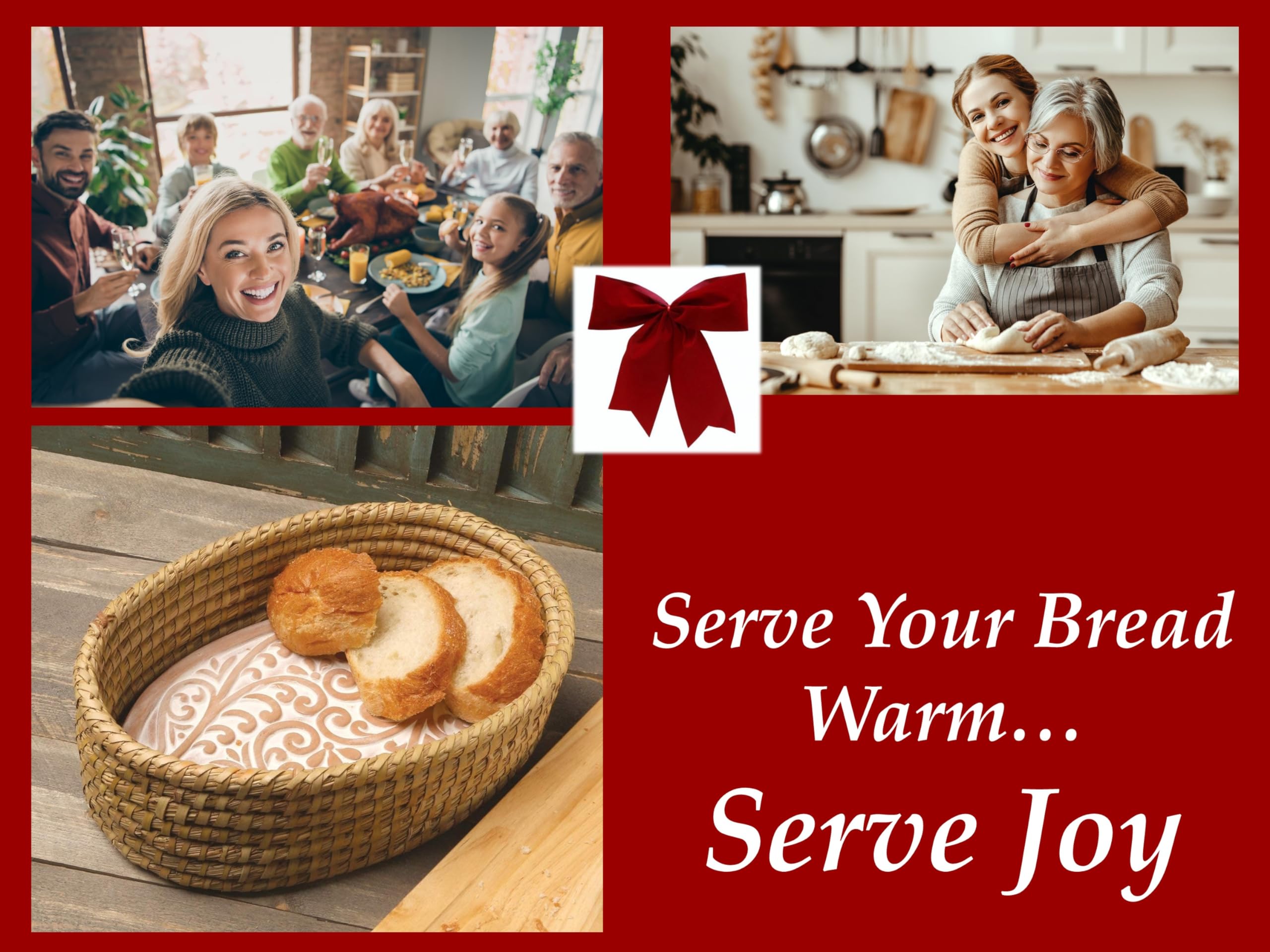 Bread Basket With Warming Stone - Bread Warmer Baskets For Serving Tortilla Warmer, Sourdough Gift For Bakers, House Warming Gif