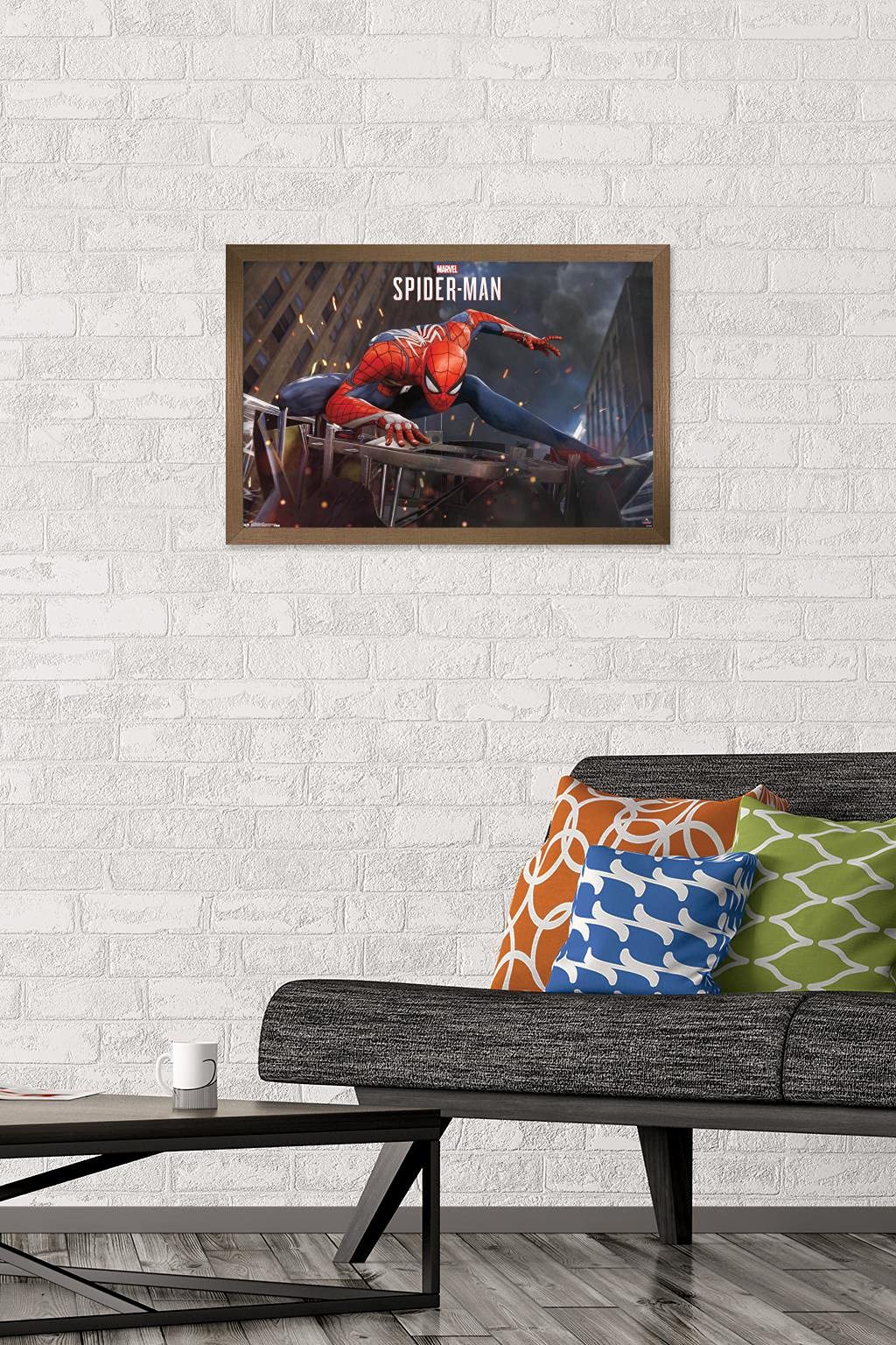 Trends International Marvel Comics - Spider-Man - Action Wall Poster, 14.725'' X 22.375'', Bronze Framed Version