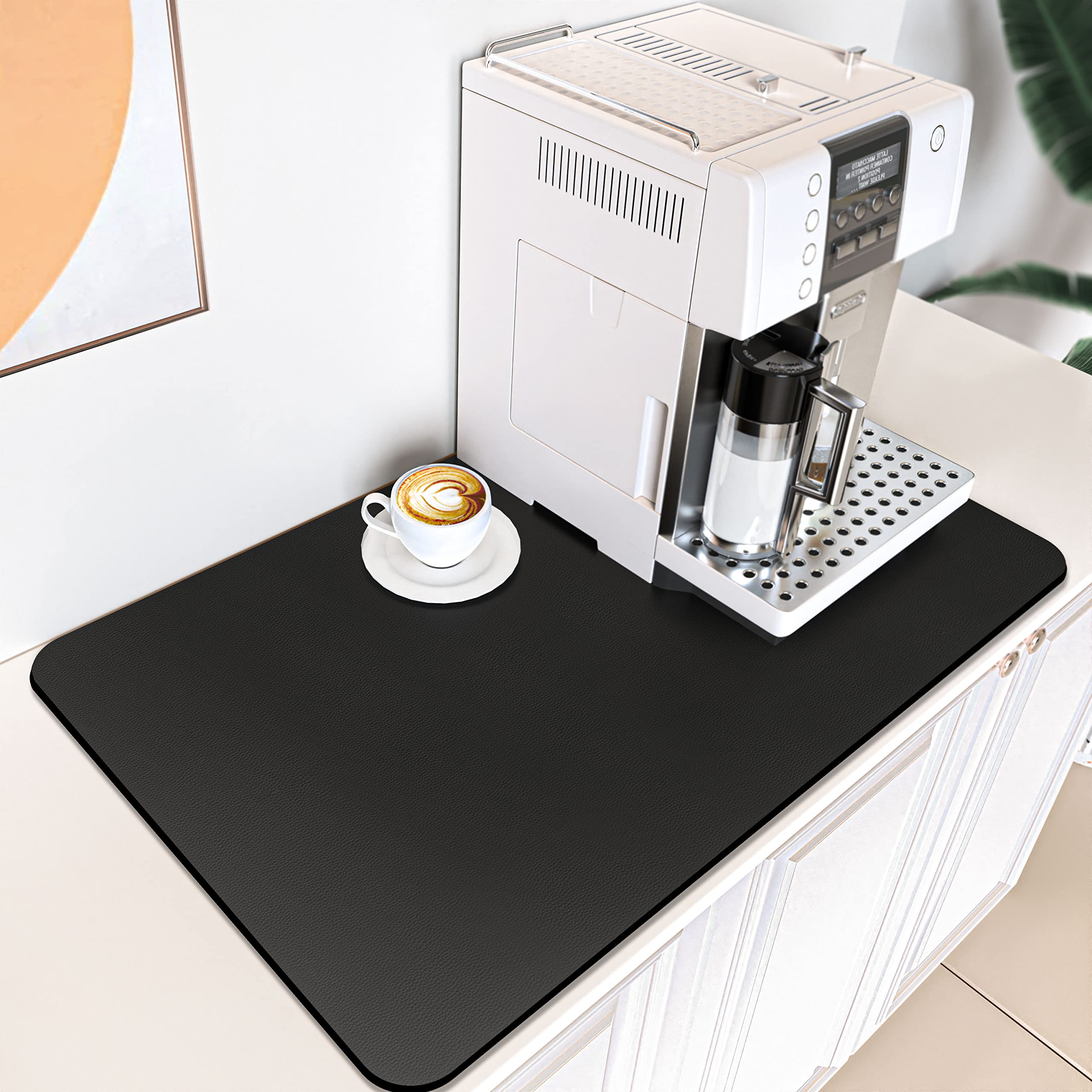 Poyang Coffee Mat: 16'' X 24'' Coffee Bar Mat With Rubber Backed, Hide Stains Coffee Maker Mat For Countertops, Coffee Station M