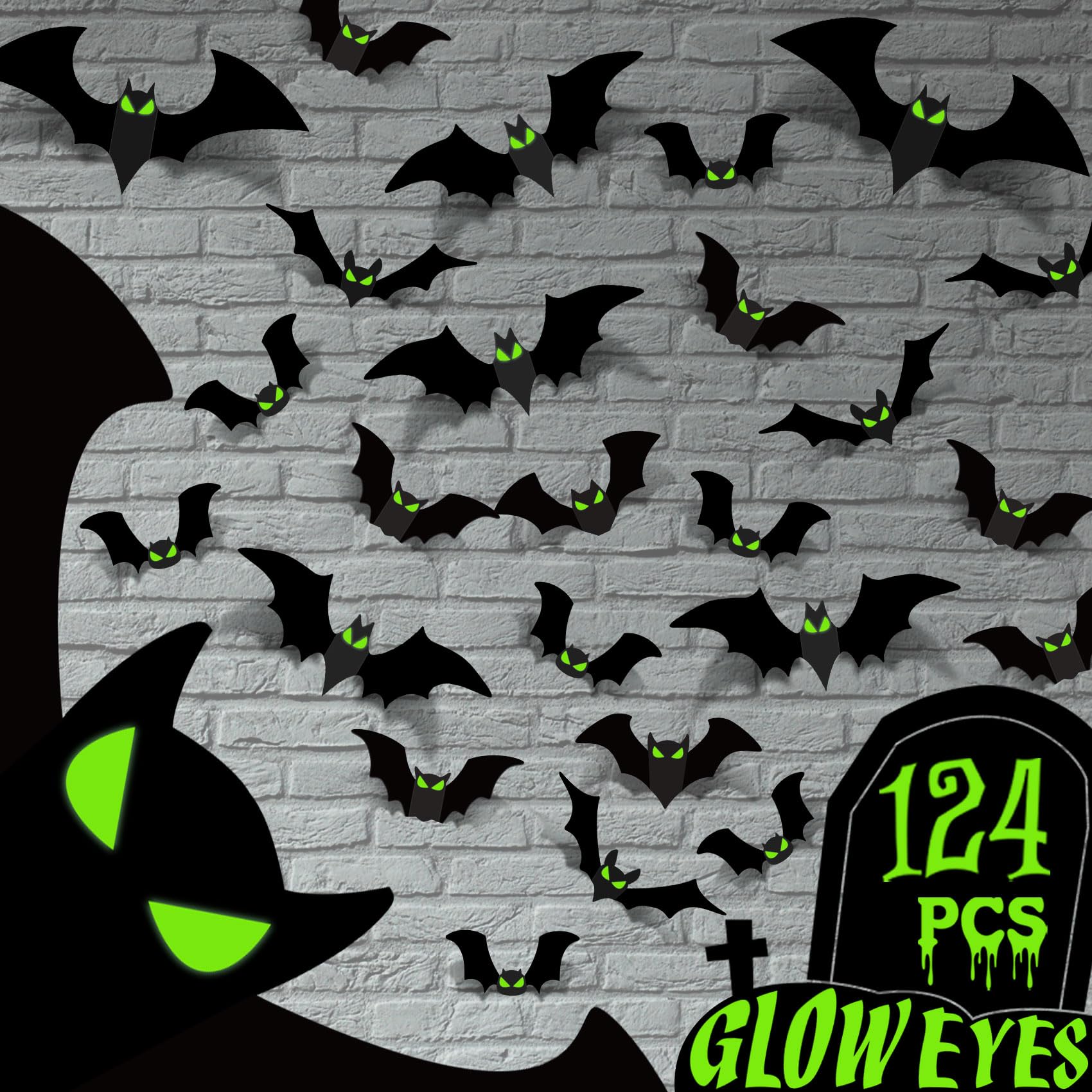 Halloween Decorations - Bats Wall Decor Halloween Decorations Indoor Halloween Party Decorations Halloween Decor 3D Bats For Hom