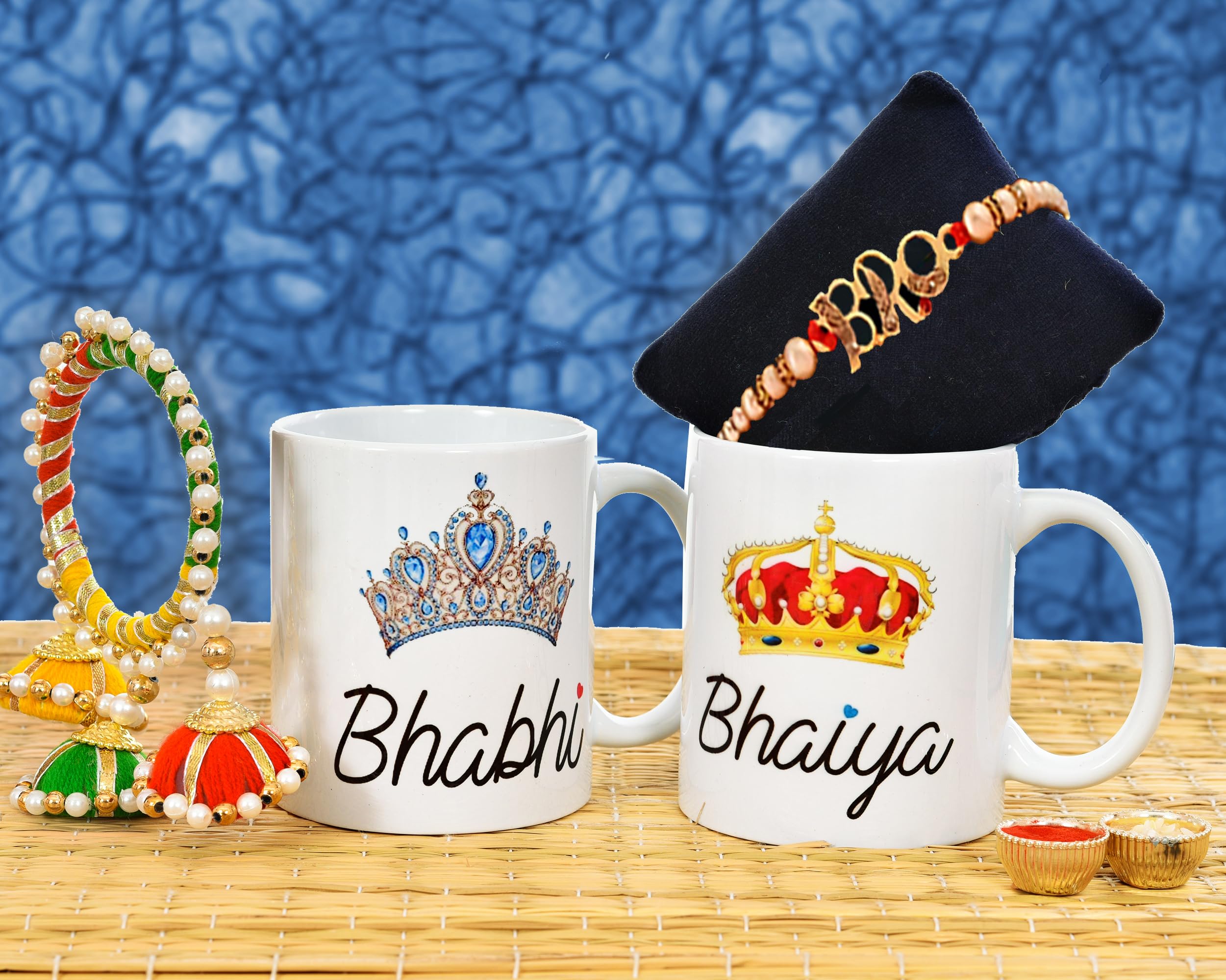 The Click India Rakhi Mug for Bhaiya and Bhabhi | Bhaiya Bhabhi Rakhi Gift | Rakhi Mug Combo Set Gifts for Bhai Bhabhi On Raksha