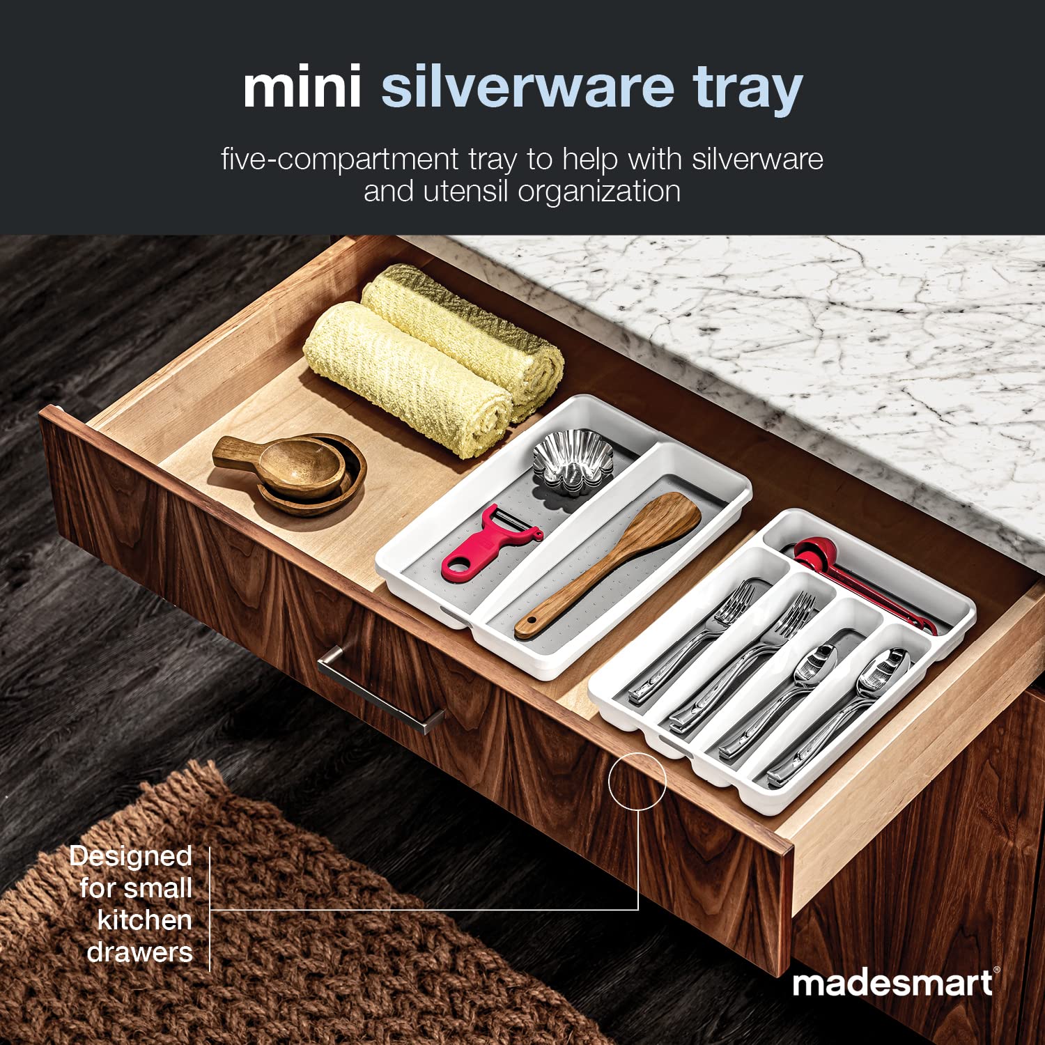 Madesmart Mini Silverware Tray, White