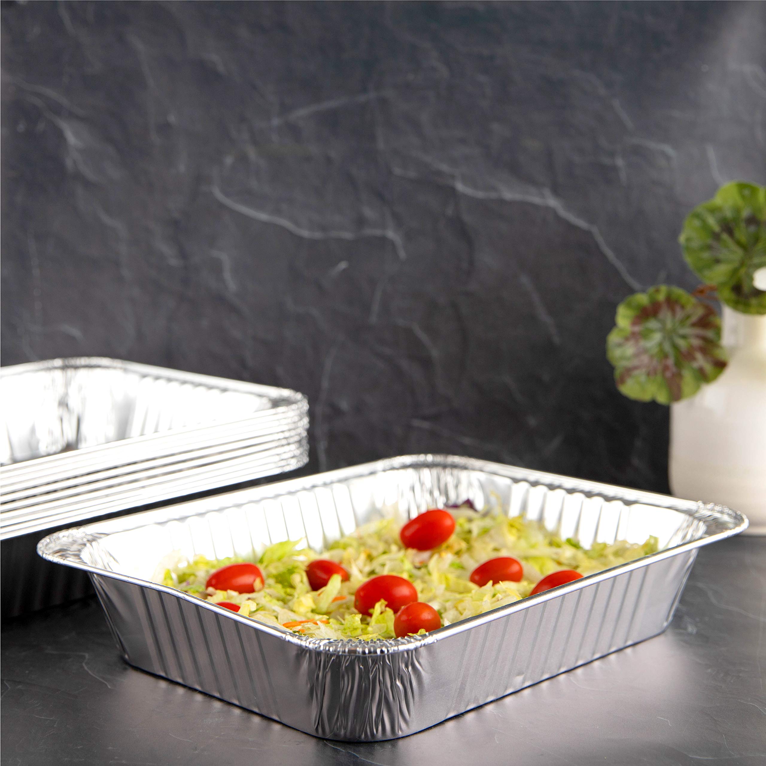 Plasticpro Disposable 9 X 13 Aluminum Foil Pans Half Size Deep Steam Table Bakeware - Cookware Perfect For Baking Cakes, Bread,