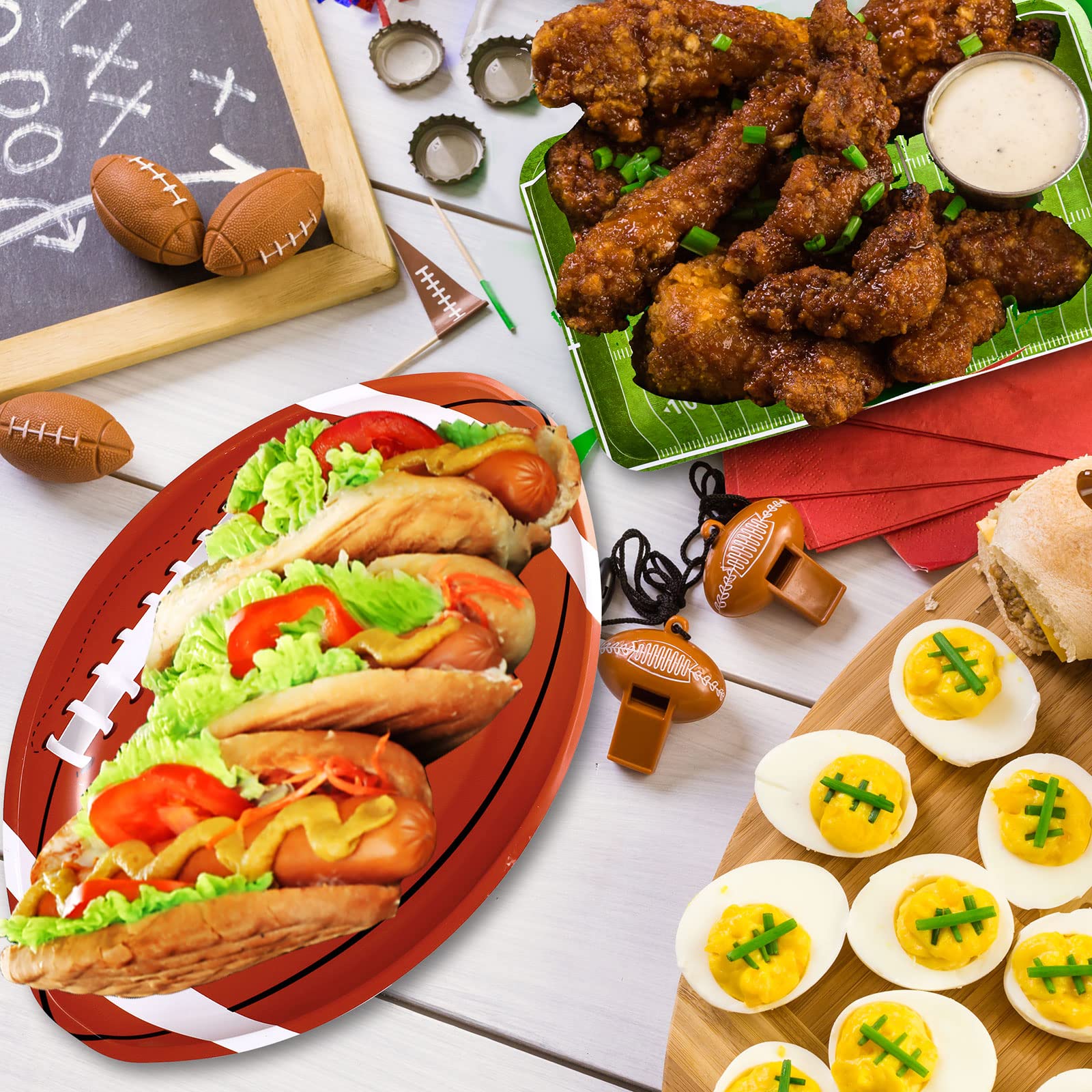 Cunhill Football Party Trays American Football Serving Trays Reusable Food Plates Football Snack Tray Dessert Platter For Footba
