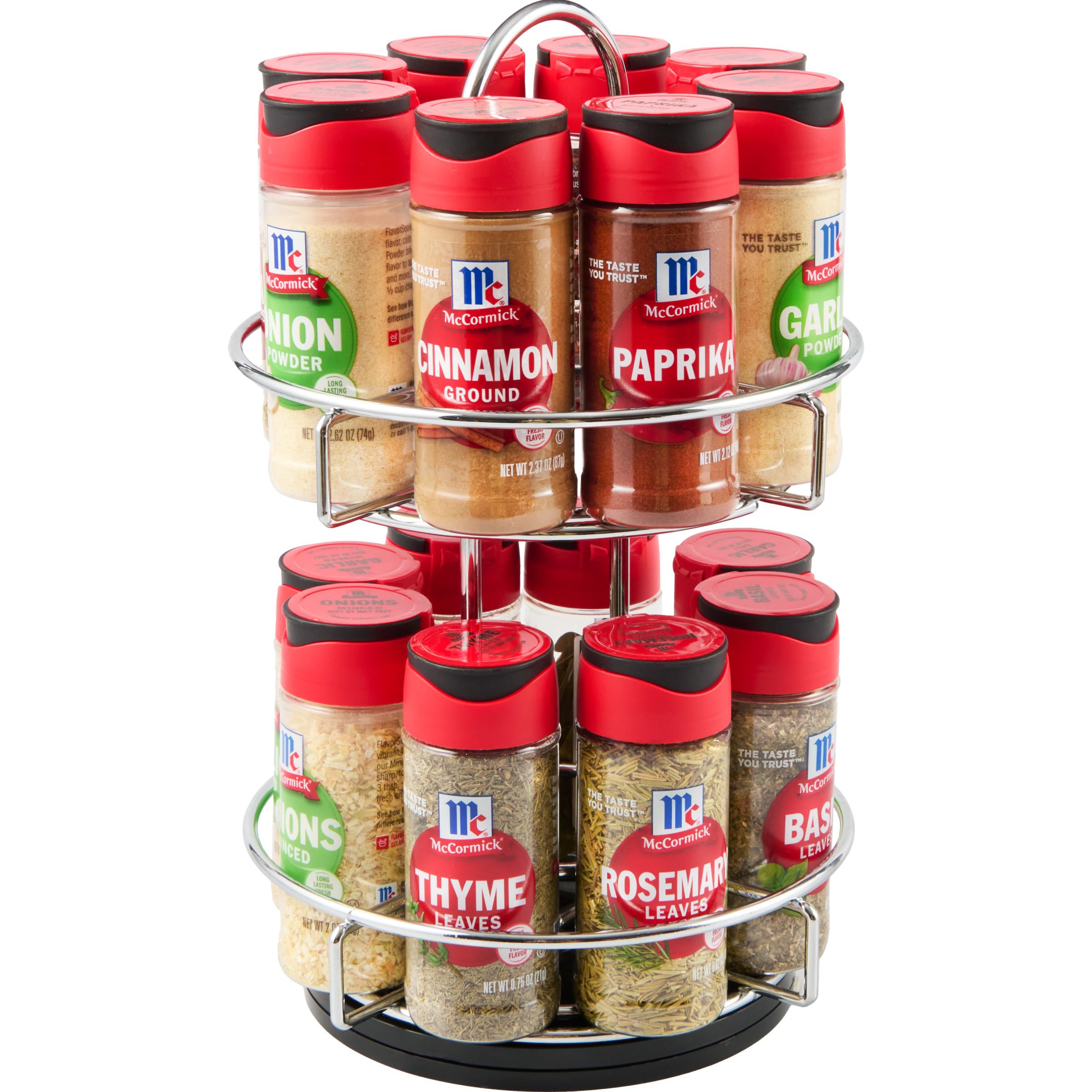 McCormick Spice Rack, Two Tier Chrome, Featuring 16 Herbs & Spices for Everyday Cooking, Great Gift for Housewarming, Wedding & 