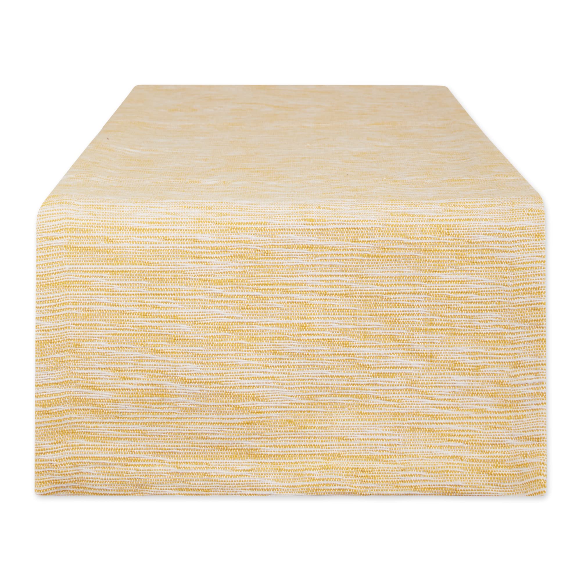 HONEY GOLD/OFF-WHITE TONAL RECYCLED COTTON SLUBBY RIB TABLE RUNNER 14x72