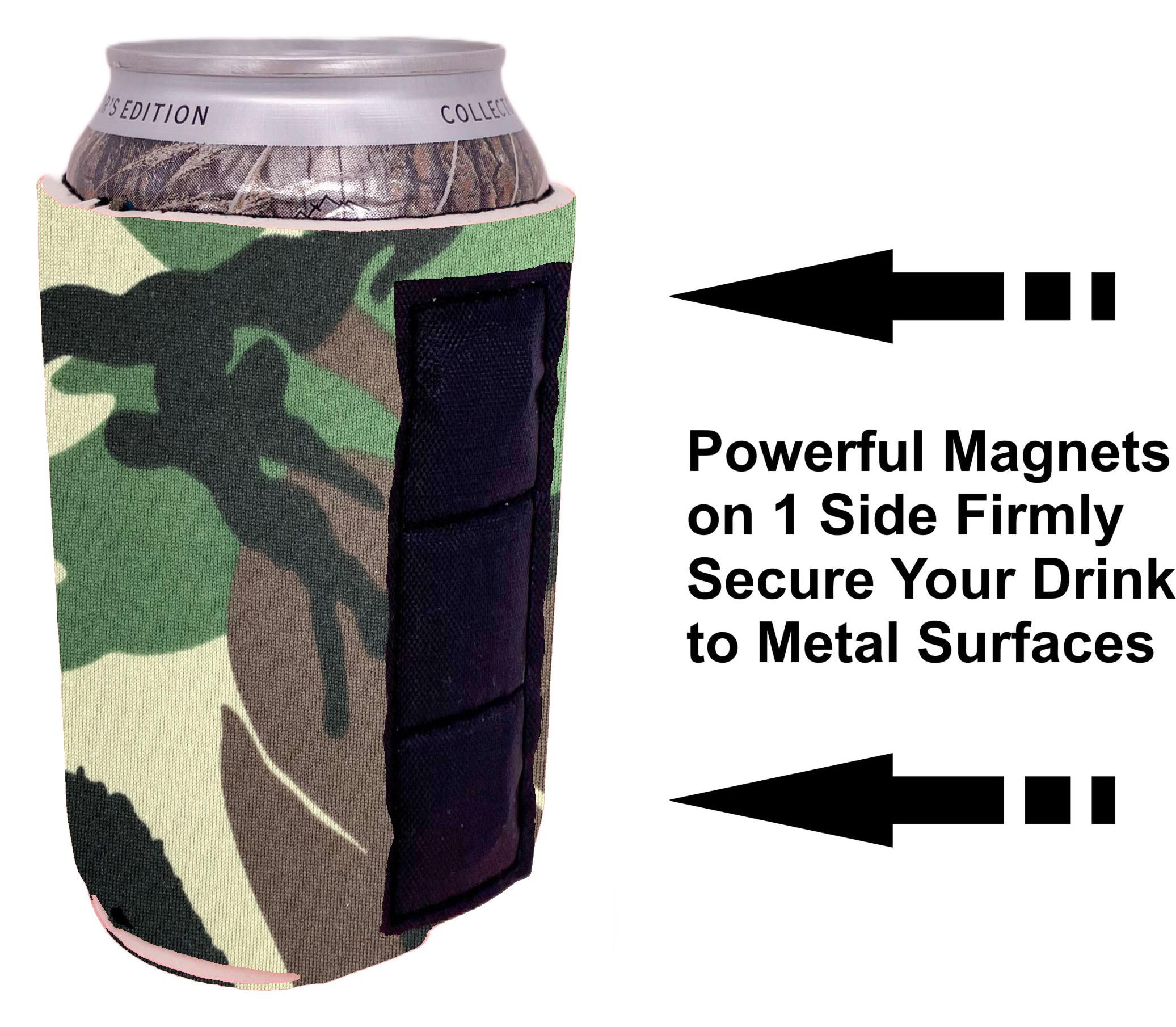 Blank Magnetic Can Coolie (6 Pack Green Camo)