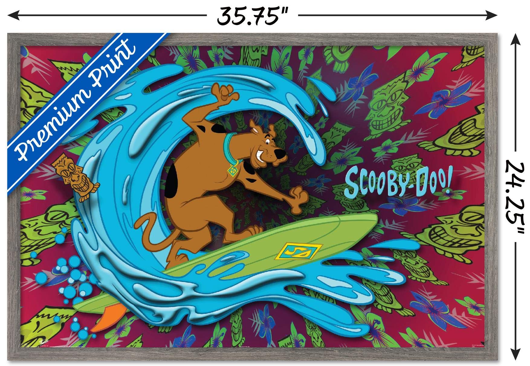 Trends International Scooby-Doo - Surf Wall Poster, 22.375'' X 34'', Barnwood Framed Version