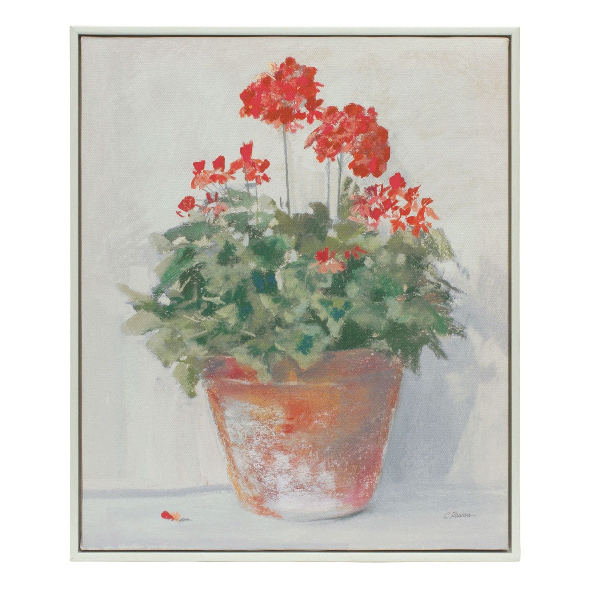 Framed Potted Geranium Print (Set Of 2)