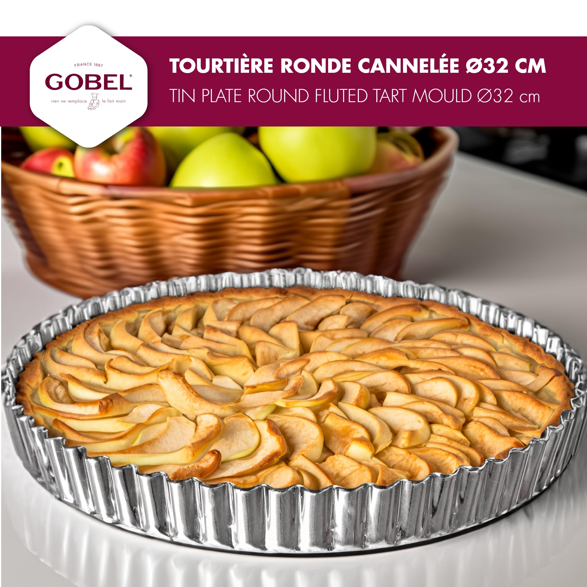 Sci Scandicrafts Removable Bottom 12.5'' X 1'' Fluted Tart/Quiche Mold, Silver