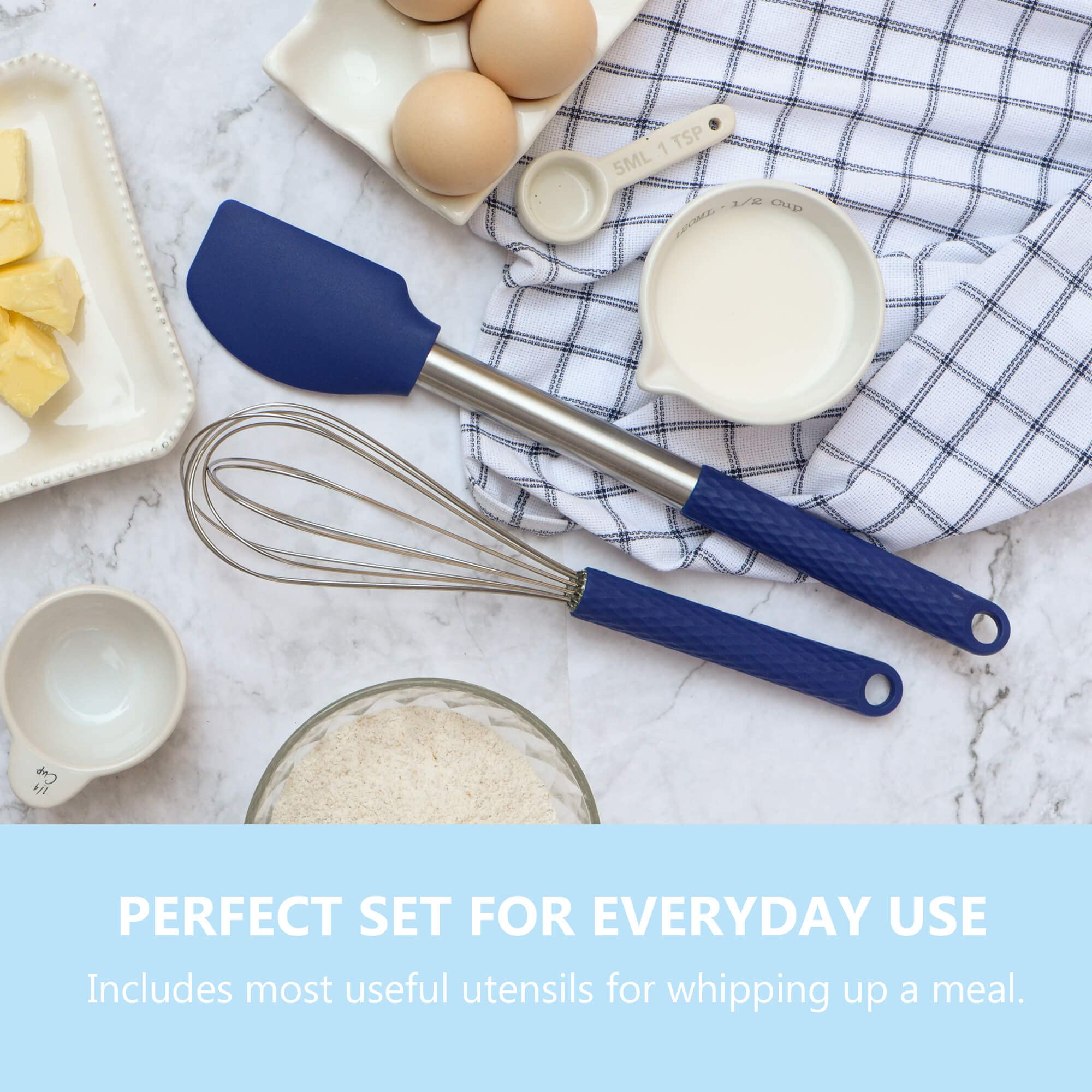Kaiihome Silicone Kitchen Utensils Set - 12 Pieces Cooking Utensils Non-Stick Heat Resistance Silicon With Stainless Steel Handl