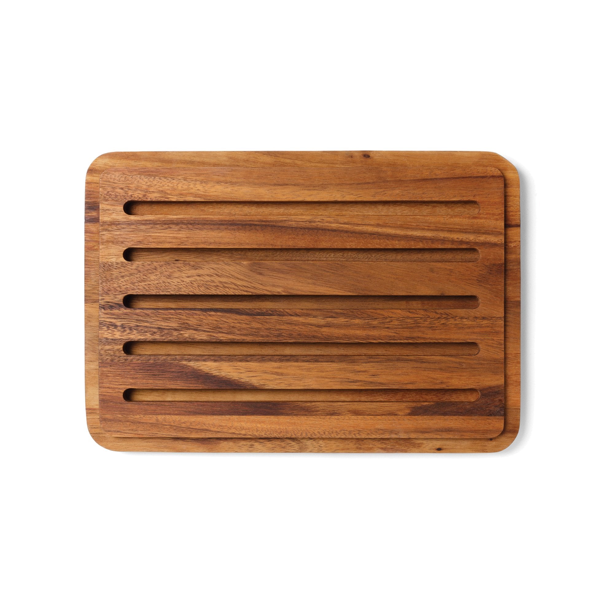 Ironwood Gourmet Nesting Bread Cutting Board, Acacia Wood with Crumb Catcher, 10.25 x 14.75 x 0.75 inches, Model 28675