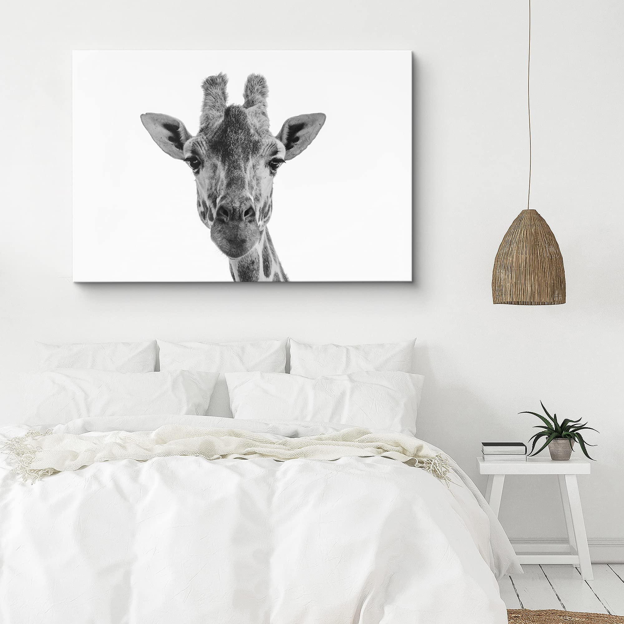 Signford Canvas Print Wall Art Giraffe Closeup Portrait Animals Wildlife Photography Realism Decorative Elements Relax/Calm Grey