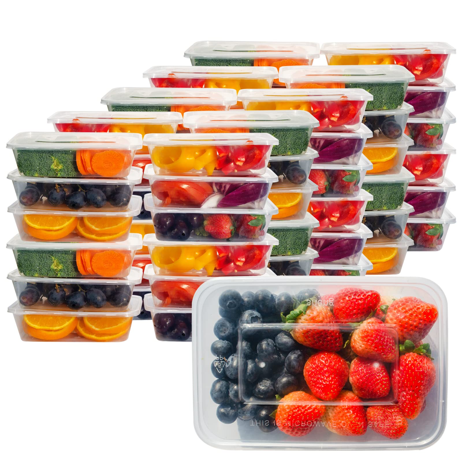 Ganfaner [50Pk 16 Oz/500Ml Clear Disposable Food Container, Plastic Food Storage Box With Lid, Organizer Meal Prepare For Keto D