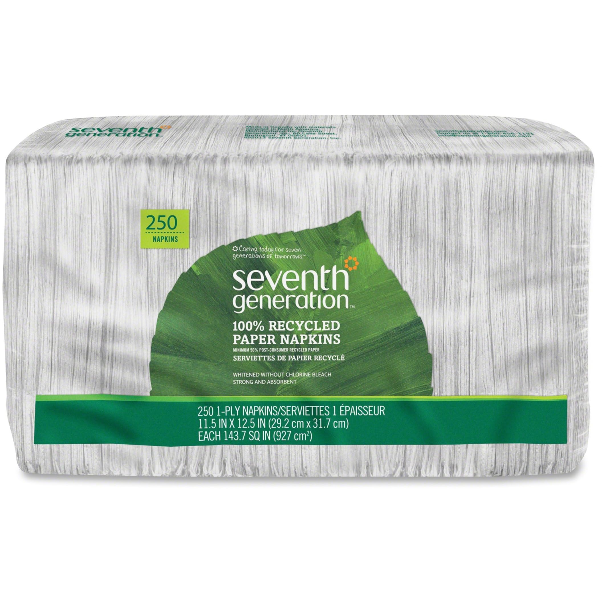 Seventh Generation White Lunch Napkin, 1-Ply, 250 Ct