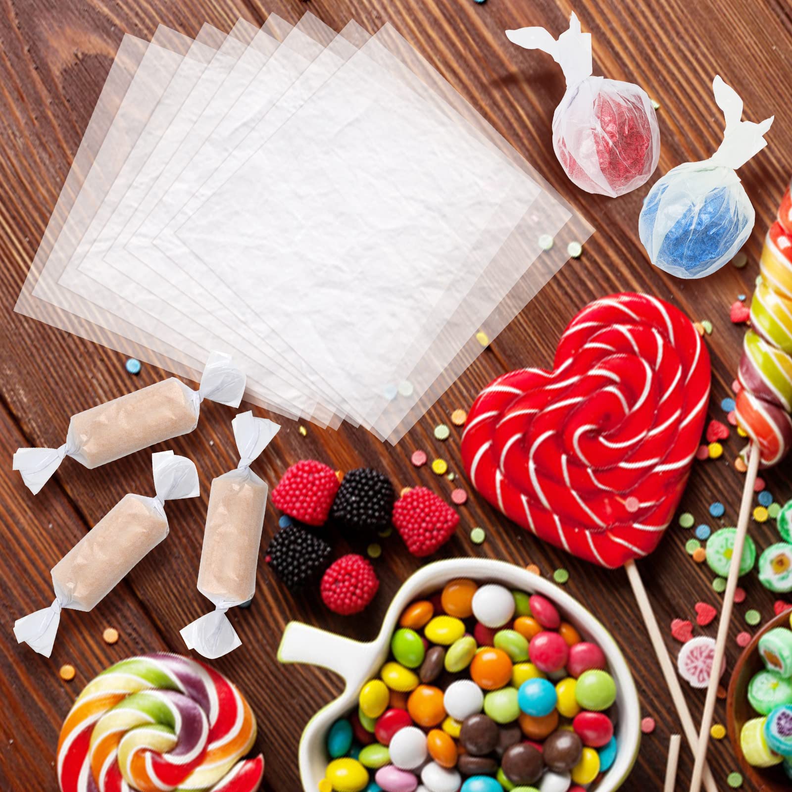 Wexpw Wax Candy Wrappers - 1000 Pieces Twisting Wax Paper, 4.8x4.8inch, Ideal for Caramel Taffy and Lollipops, Model