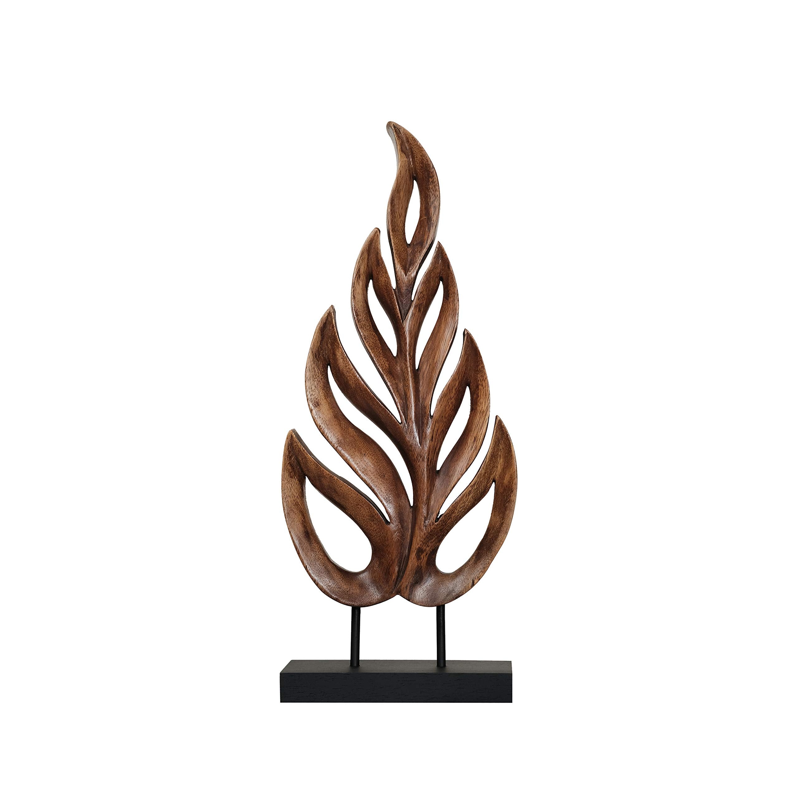 Decozen Handcrafted Solid Wood Leaf Sculpture From Daughter, Son, Husband - Ideal For Home, Mantel, Fireplace, And Foyer Decor -