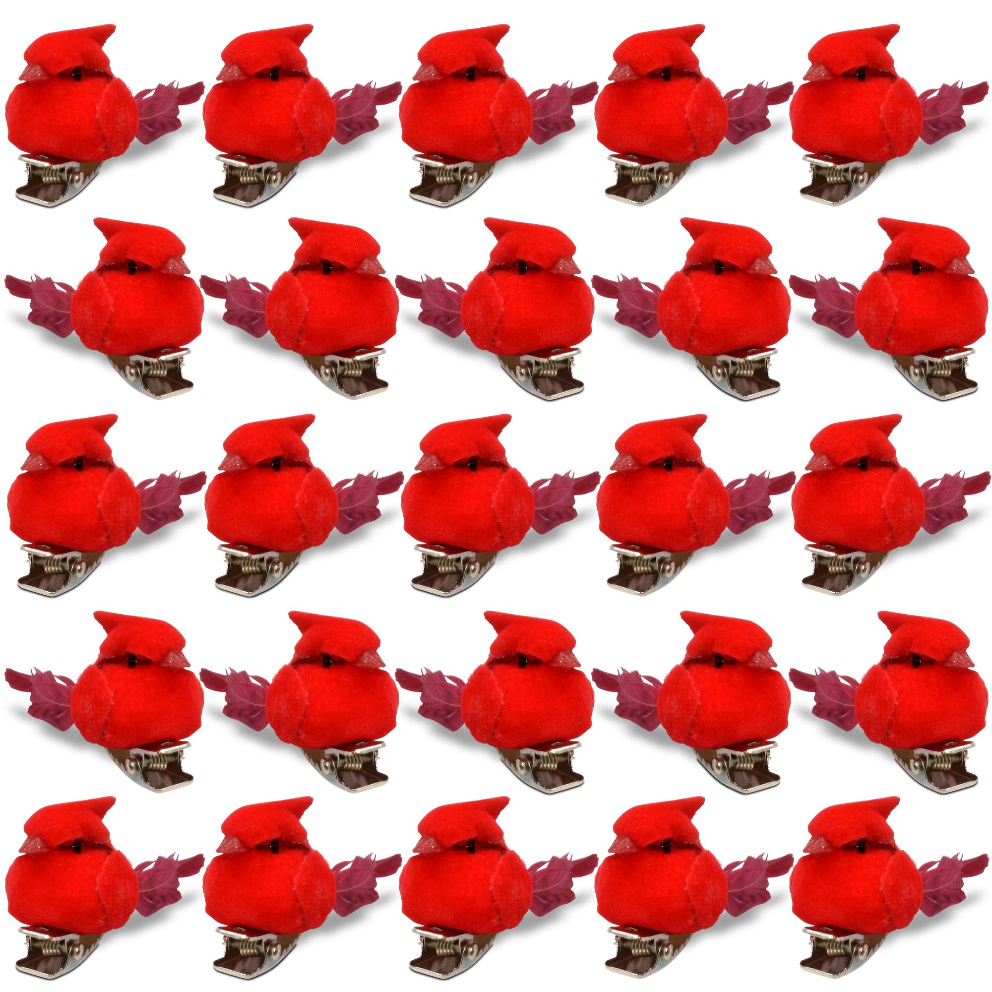 Gift Boutique - Christmas Mini Cardinal Clip on Tree Ornaments Bird Decorations Set of 30 Approx. 1.5 Inch Long Bright Red Velve