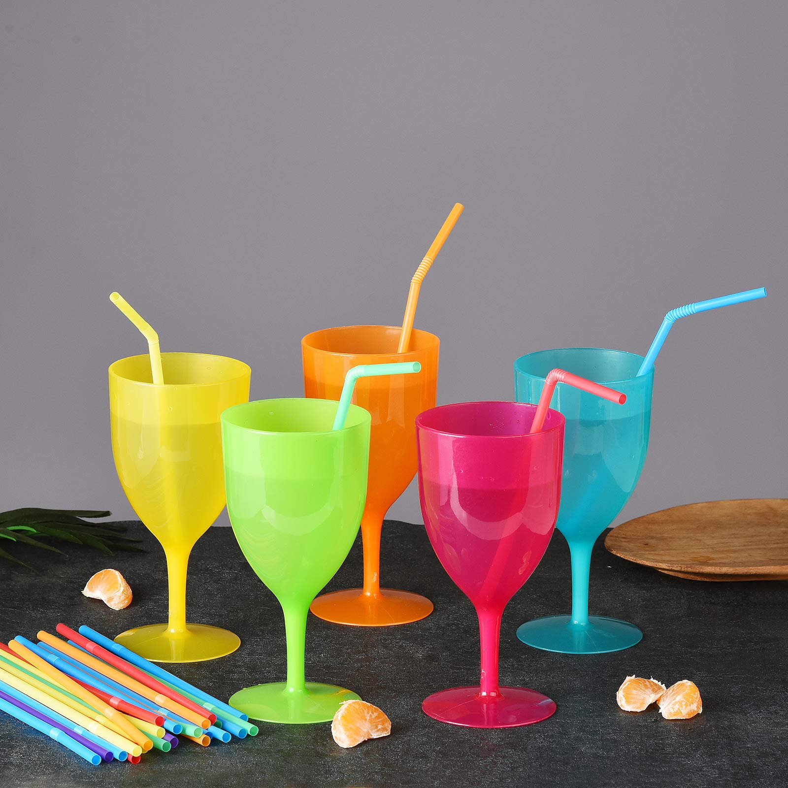 Alink 500-Pack Solid Colors Flexible Drinking Straws, Plastic Disposable Bendy Straws - 7.75'' X 0.23''
