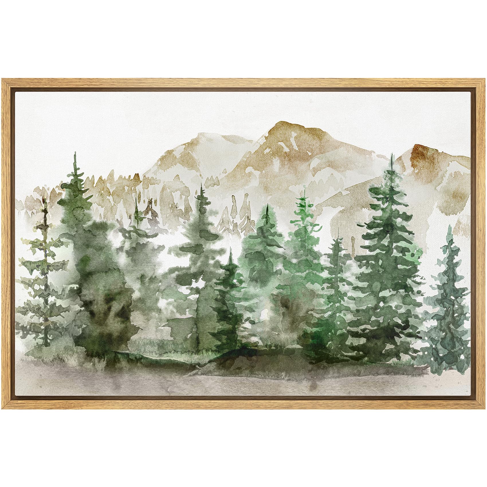 Wall26 Framed Canvas Print Wall Art Watercolor Mountain Forest Landscape Nature Wilderness Illustrations Modern Rustic Scenic Co