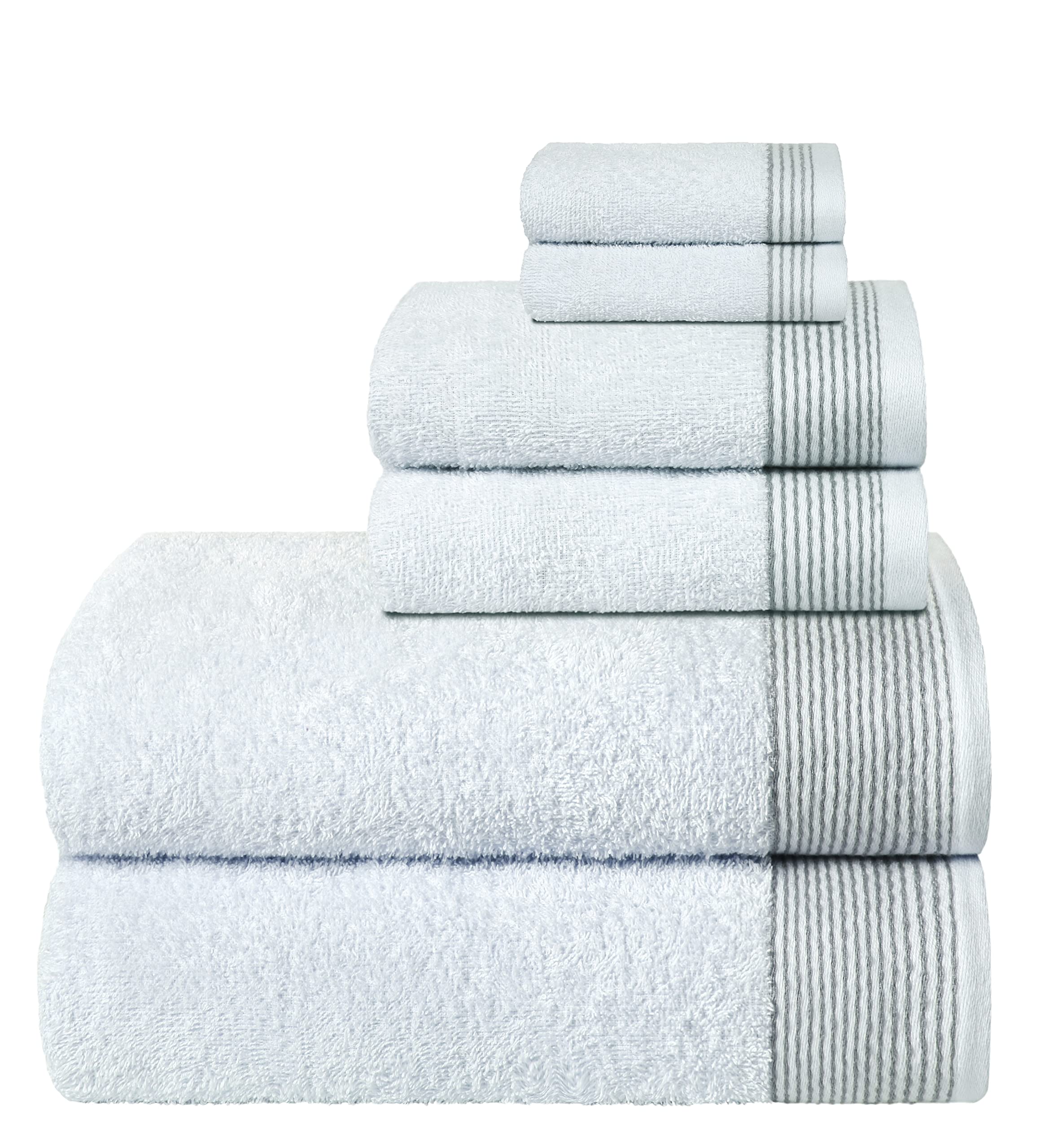 Belizzi Home 100% Cotton Ultra Soft 6 Pack Towel Set, Contains 2 Bath Towels 28X55 Inchs, 2 Hand Towels 16X24 Inchs & 2 Washclot