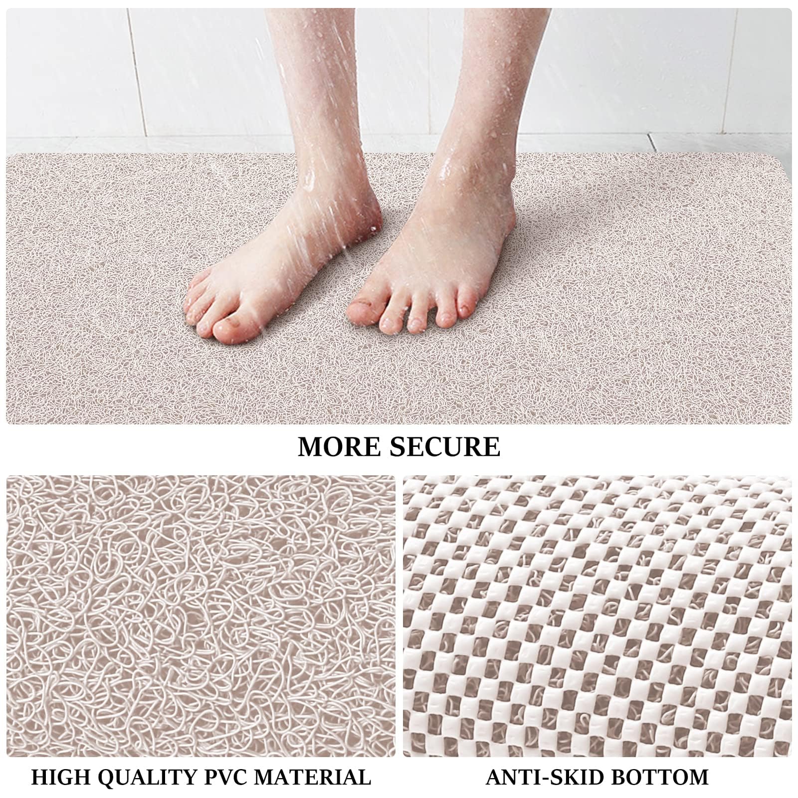 Luxstep Shower Mat Bathtub Mat,24X16 Inch, Non-Slip Bath Mat With Drain, Quick Drying Pvc Loofah Bathmat For Tub,Shower,Bathroom