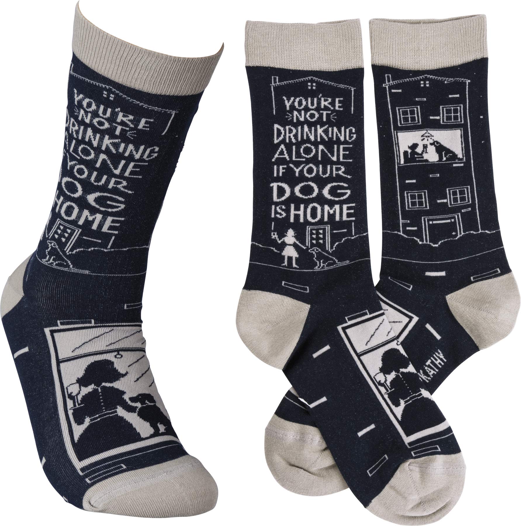 Primitives By Kathy Lol Made You Smile Silly Socks, Dog Is Home