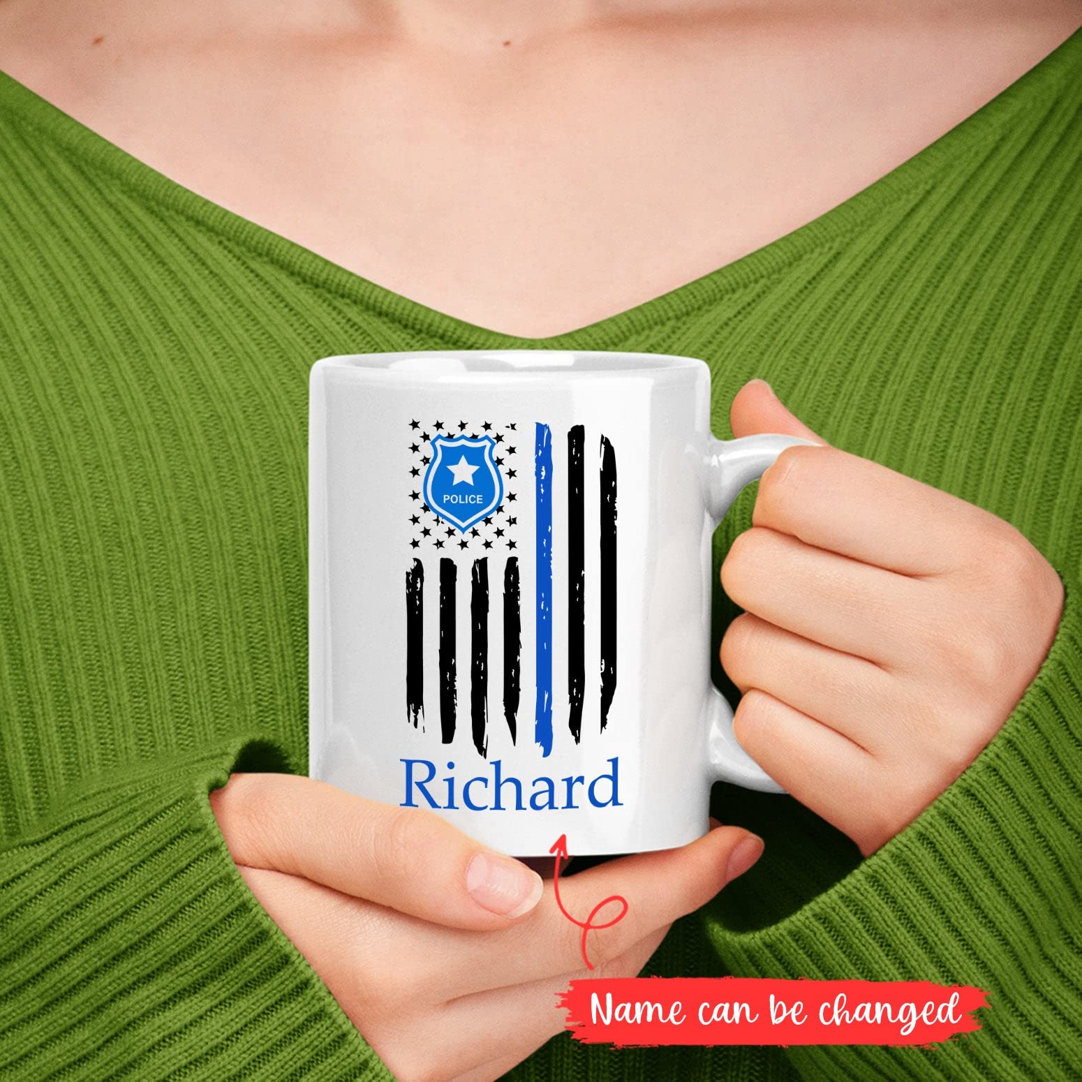 Personalized Law Enforcement Gifts, Thin Blue Line Flag Mug, Custom Police Officer Mug With Name, Cop Mug, Police Mug Gift For O