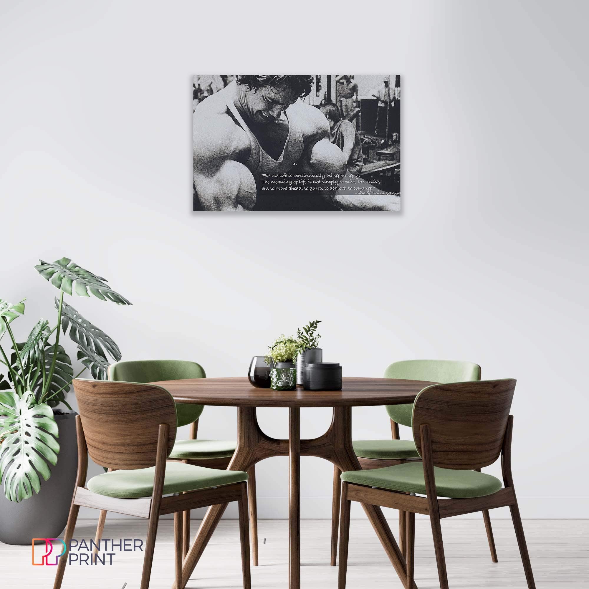 Panther Print, Large Canvas Wall Art, Arnold Schwarzenegger Bodybuilding Quote, Beautiful Living Room, Bedroom And Gym Framed Ar