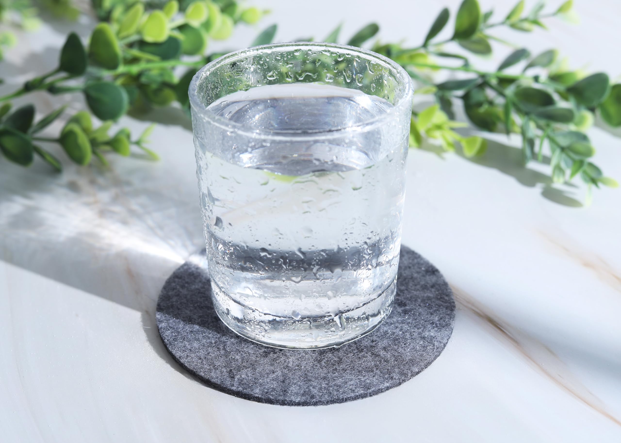 Set Of 12 Felt Gray Drink Coasters 4X4 Inches - Round Coaster For Drinks Absorbent - Cup Mats - Protect Furniture From Heat, Sta
