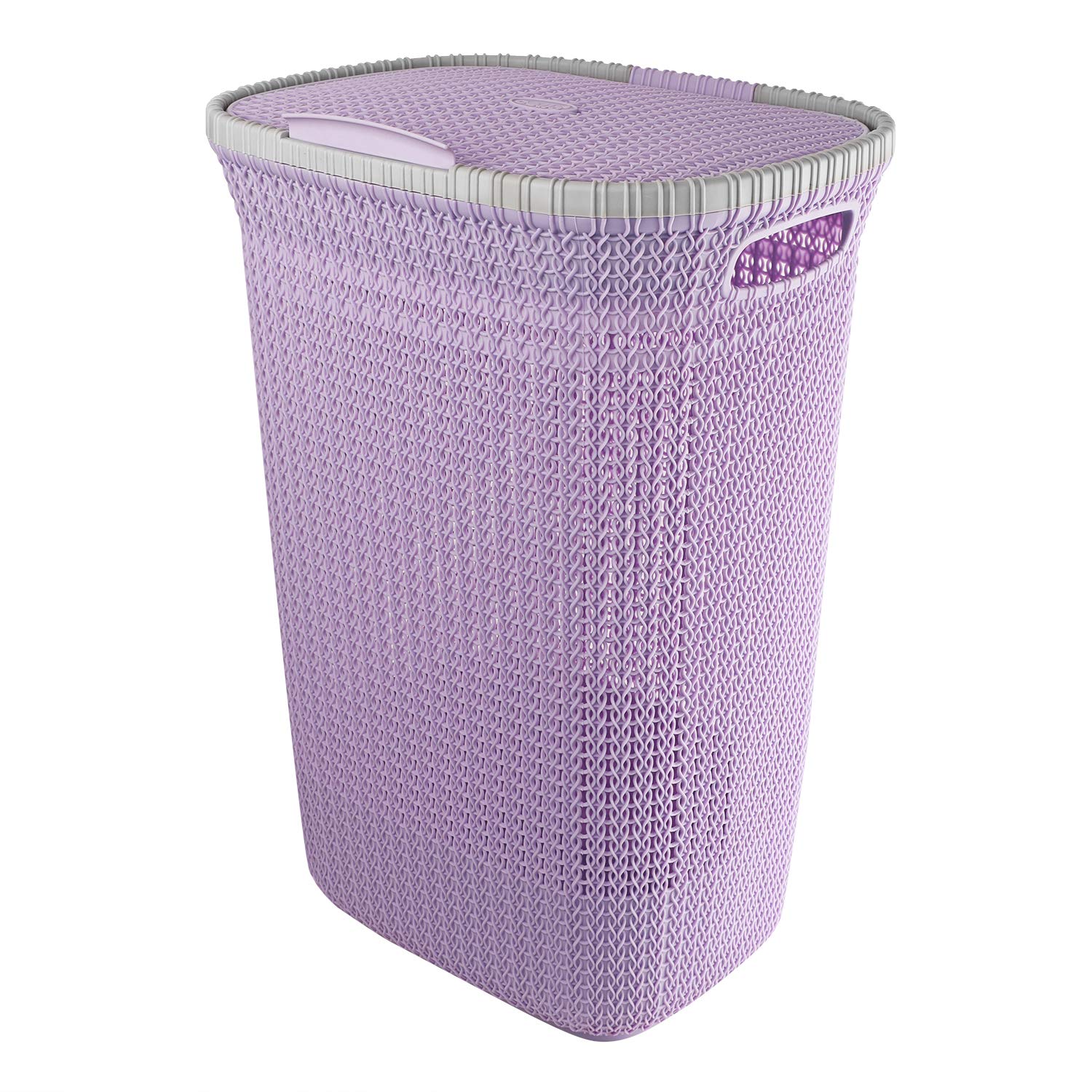 Cello Creta Laundry Bag/Basket With Lid, Violet, 50 Ltrs.