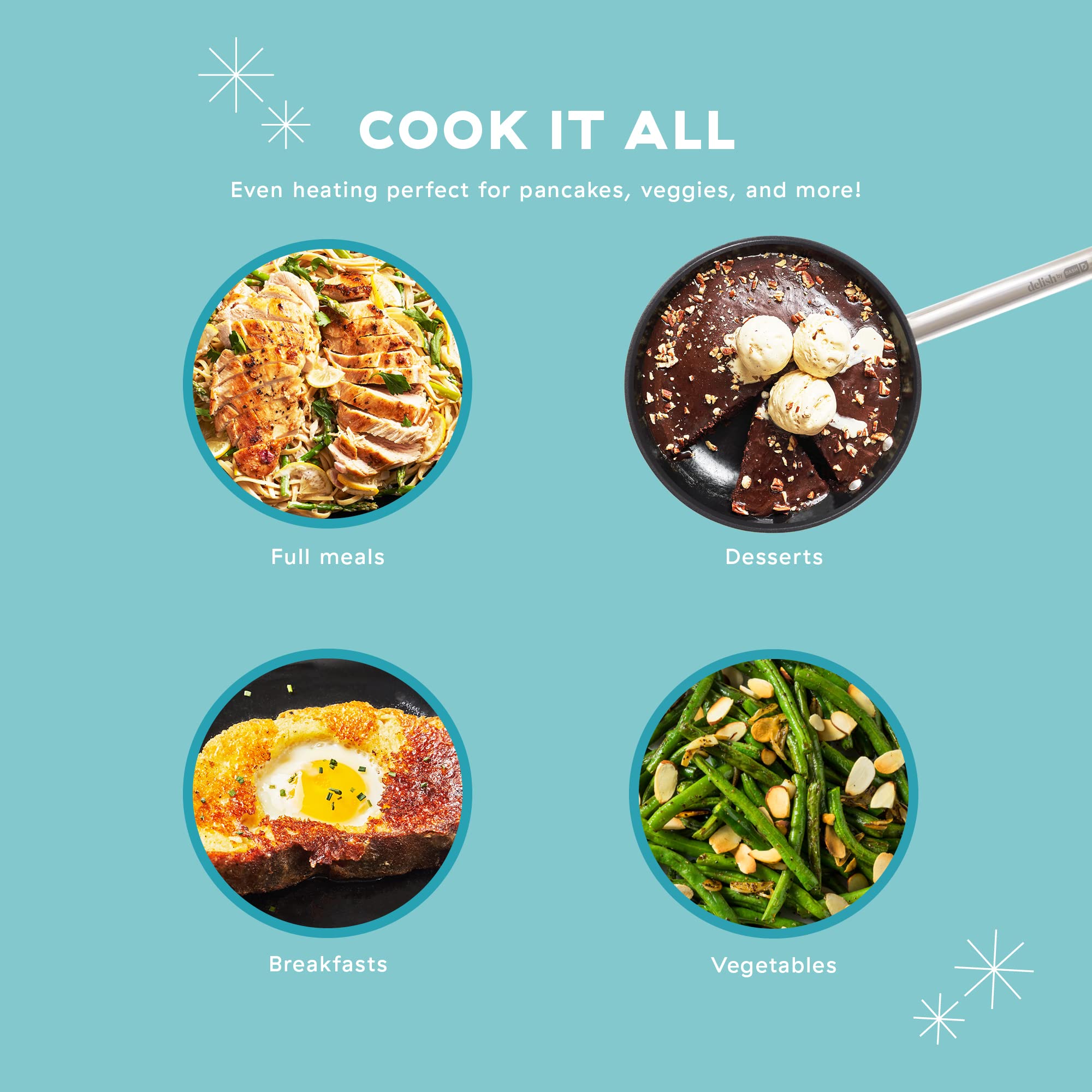 Dash Delish 10'' Lightweight Cast Iron Pan For Pancakes, Sauces, Vegetables, Pasta, And More - Black