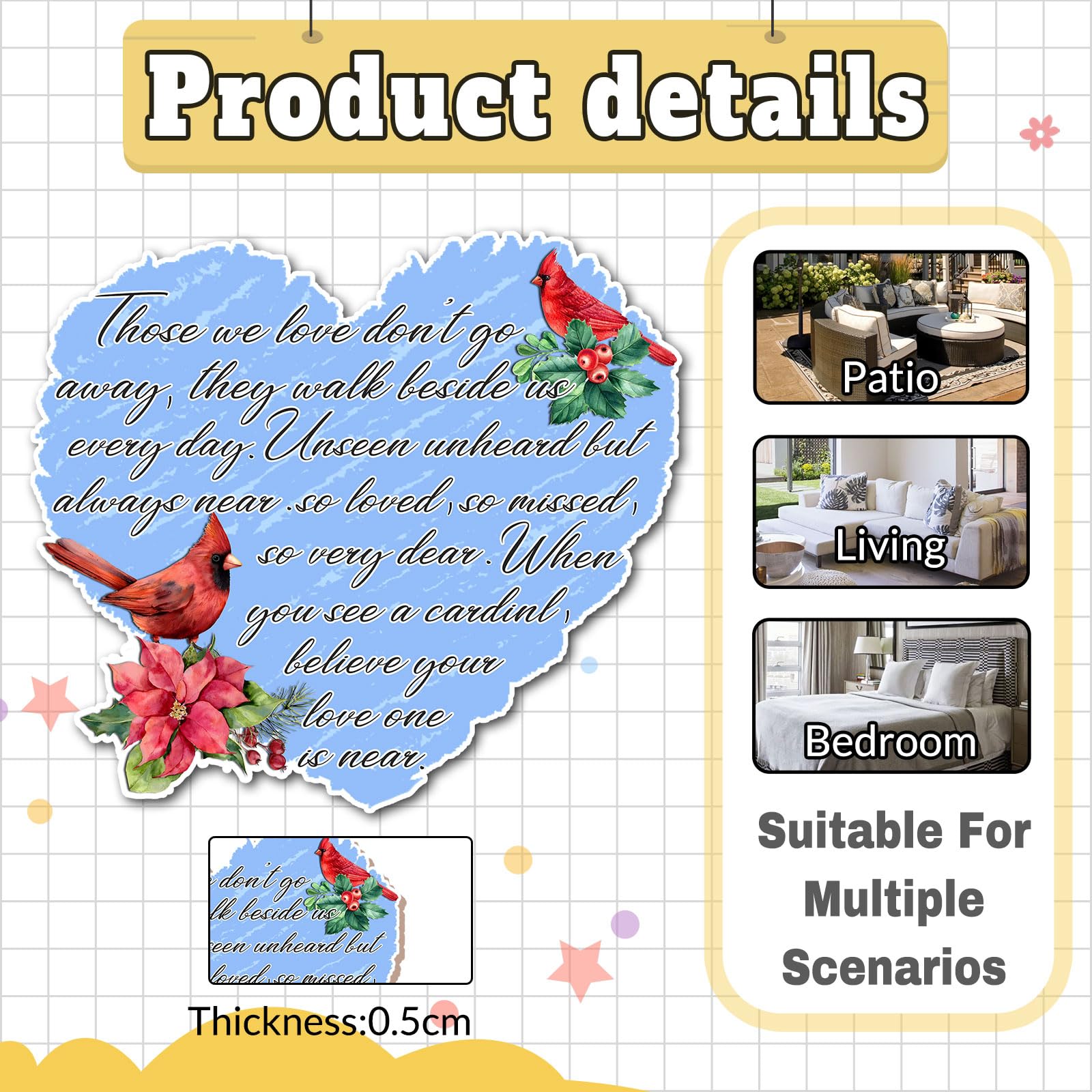 Sympathy Memorial Heart Present for Loss of Those We Love Wall Hanging Plaque Bereavement Condolence Remembrance Funeral Funeral