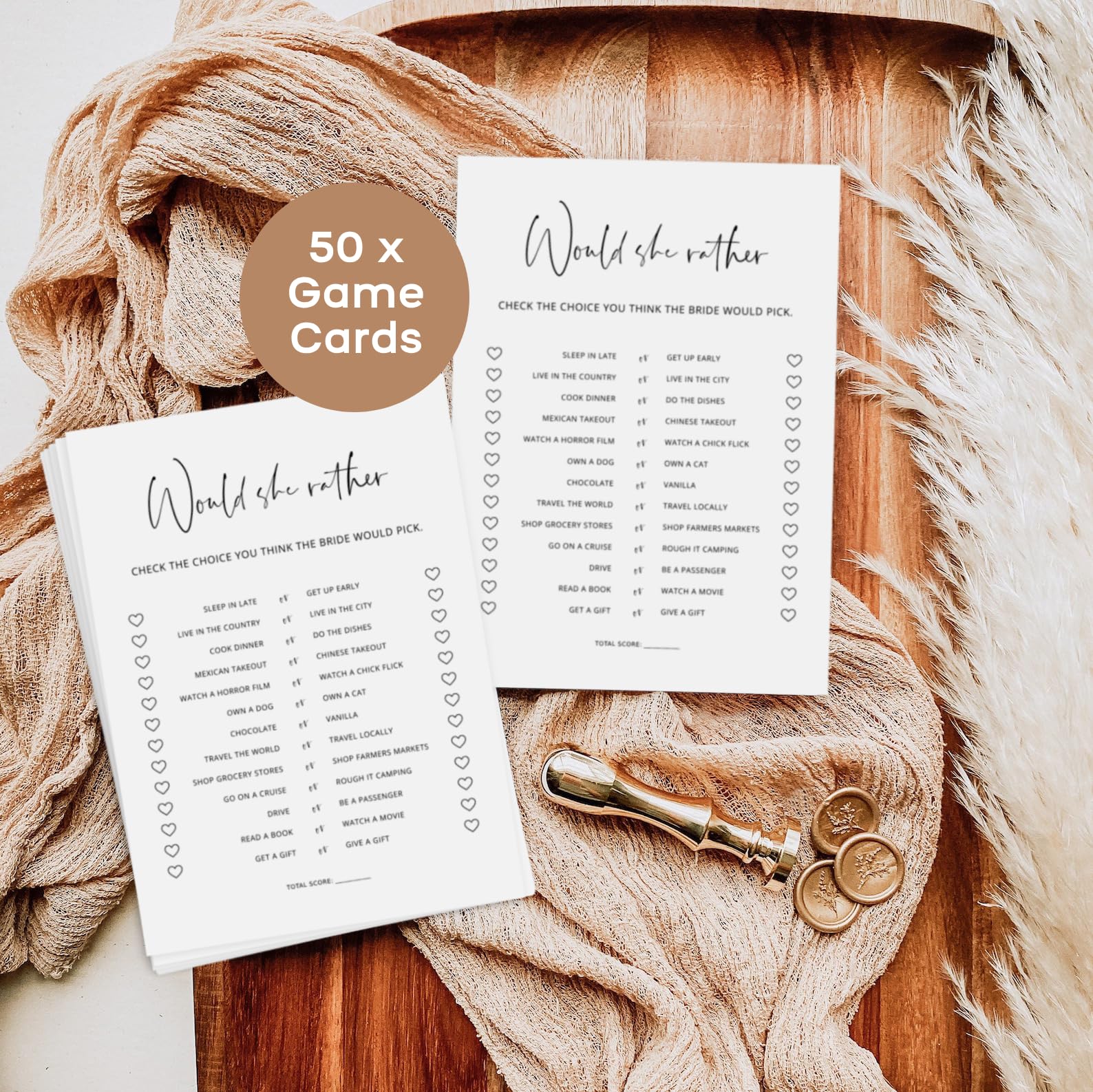 Gardencity Bridal Shower Games, Would She Rather Bridal Shower Game For 50 Guests, Minimalist