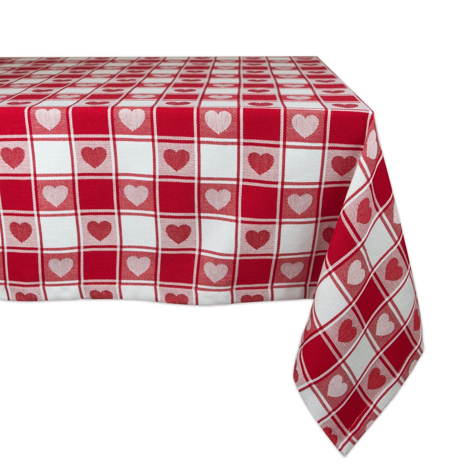 DII Hearts Woven Check Tablecloth