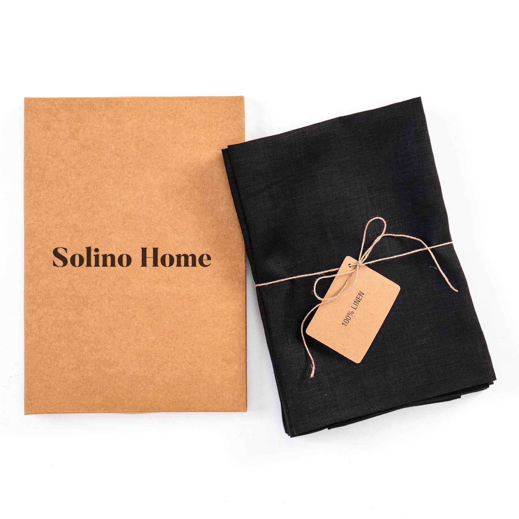 Solino Home Linen Dinner Napkins 20 X 20 Inch - 100% Pure Linen Black Cloth Napkins Set Of 6 For Spring, Easter - Fete, Handcraf