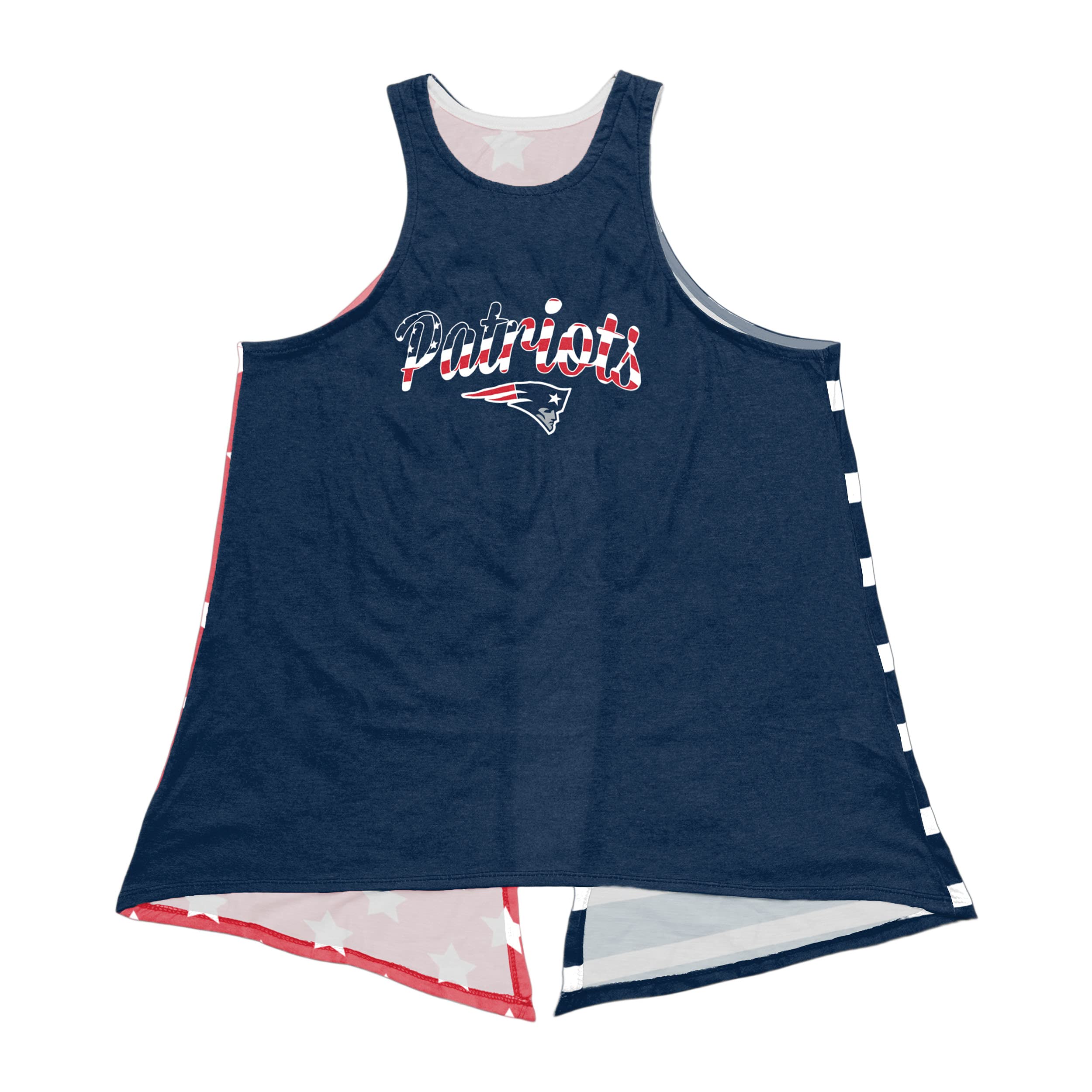 New England Patriots Nfl Womens Americana Tie-Back Sleeveless Top - Xl