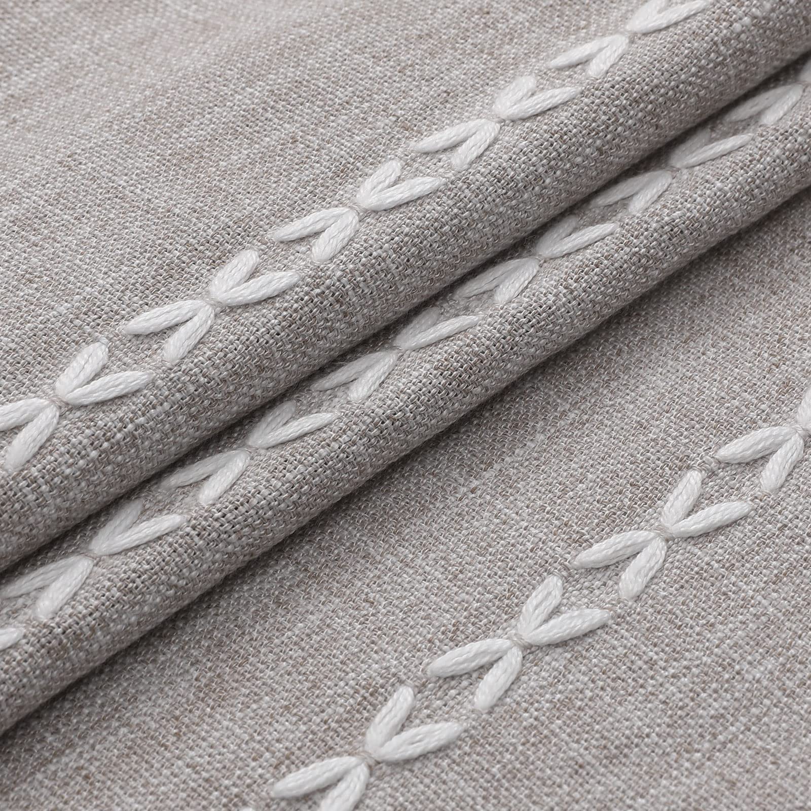Mitovilla Boho Extra Long Shower Curtain 72 X 84, 84 Inch Xl Cotton Linen Tassel Fabric Shower Curtains For Vintage Country Farm