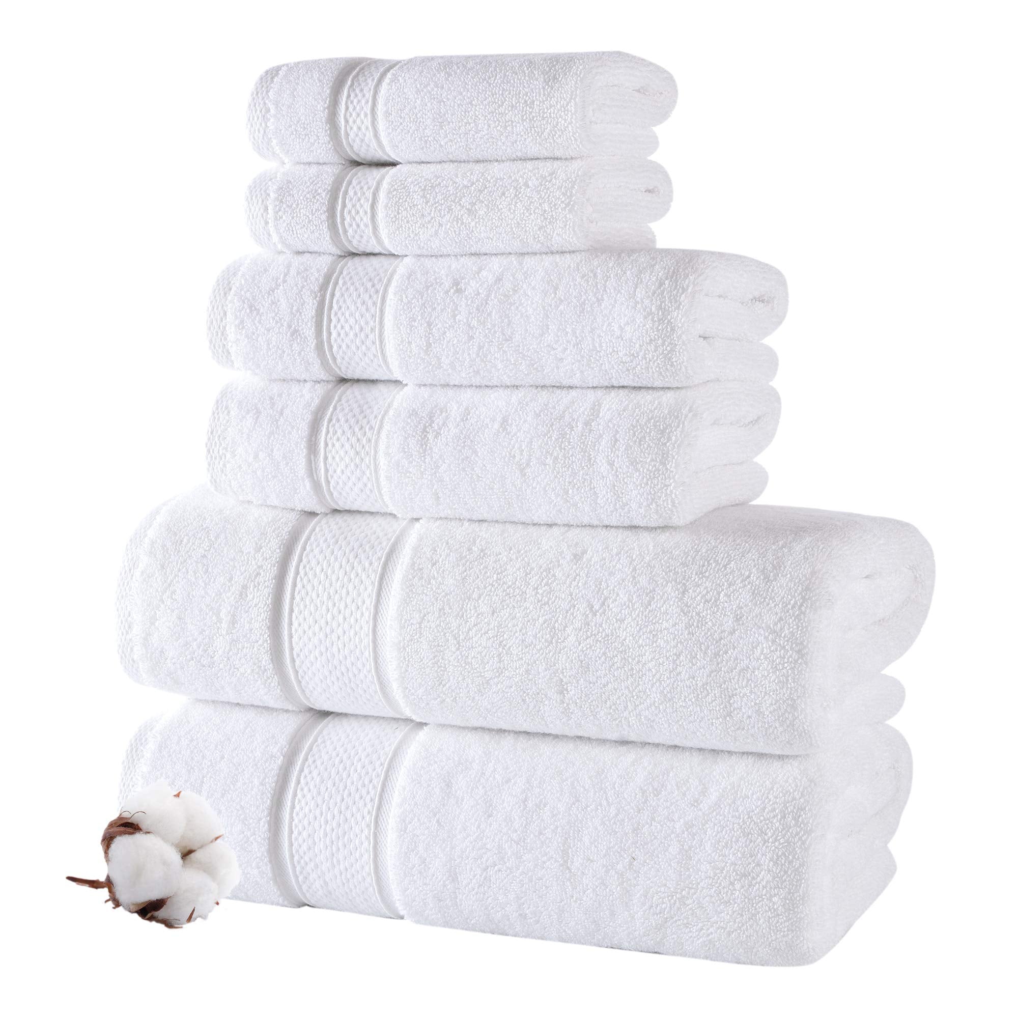Nova Luxury Linen - Hotel Quality Turkish Towel Set For Bathroom (6 Pcs Towel Set, Pure White)