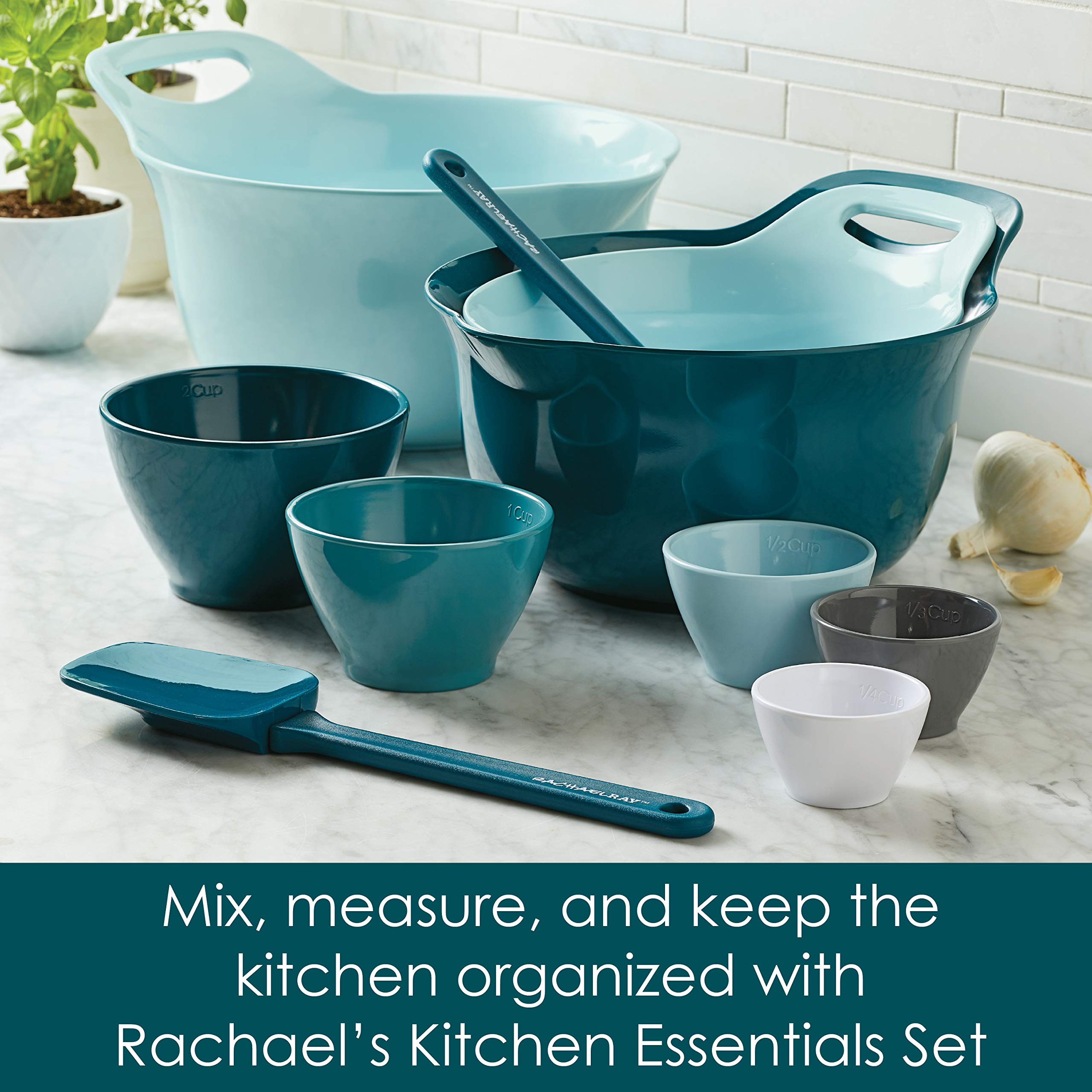 Rachael Ray Tools And Gadgets Mix And Measure Cooking / Baking Prep Set With Mixing Bowls, Measuring Cups, And Tools - 10 Piece,