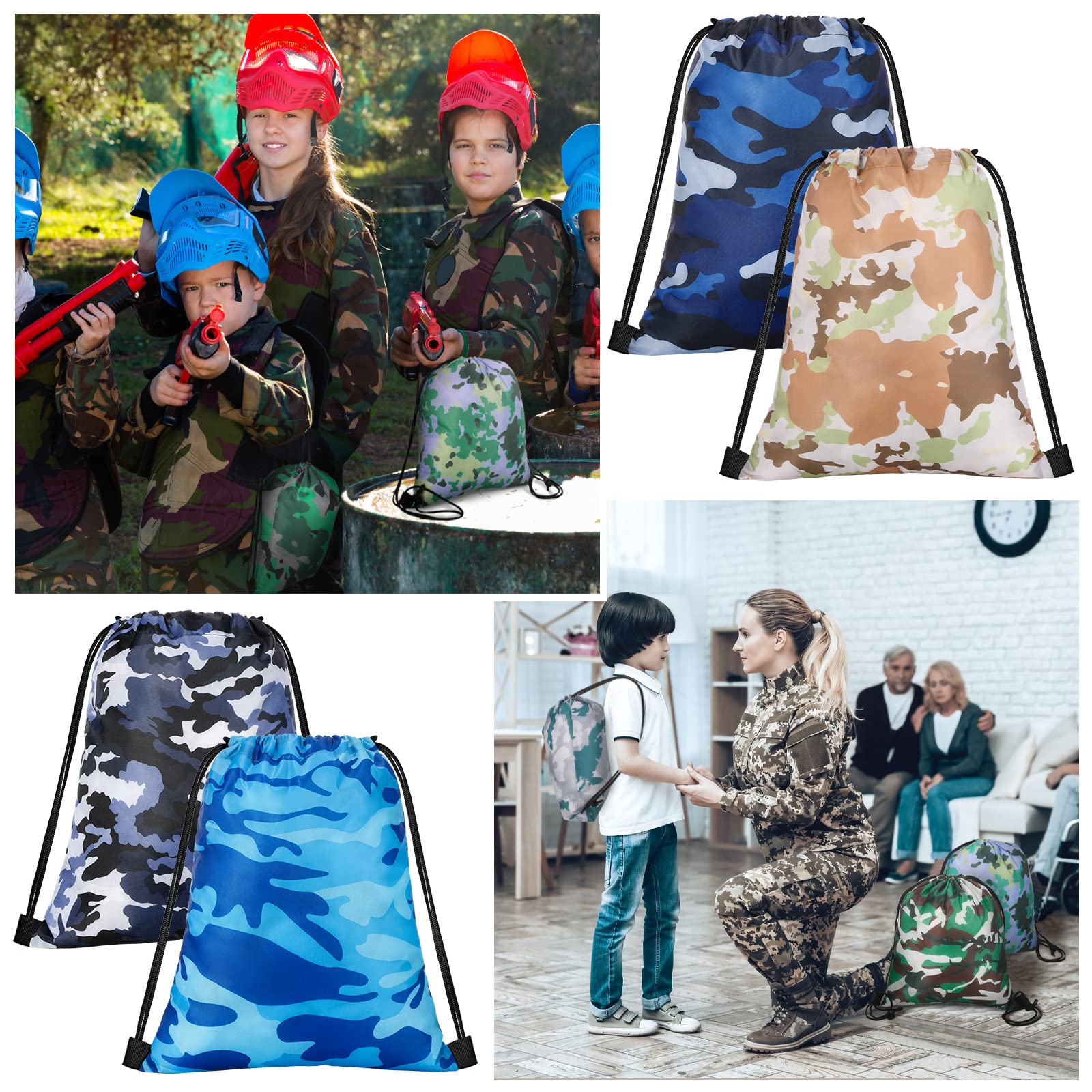 20 Pcs Camouflage Drawstring Bags Camouflage Party Favors Bags Camouflage Goodie Bags Camouflage Gift Bags For Birthday Party (C