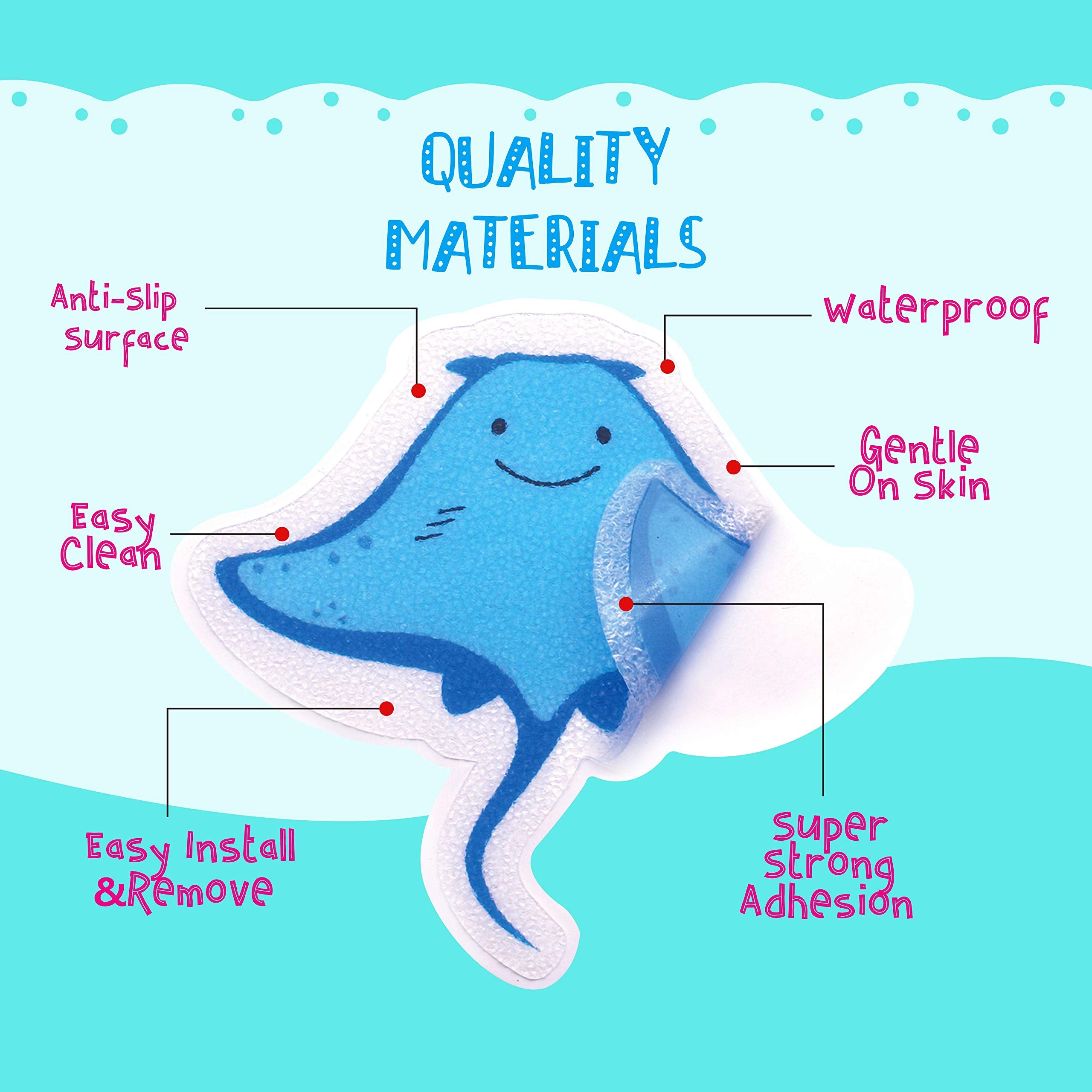 Hebayy 30 Adorable Non-Slip Sea Animal Bathtub Shower Deco Water-Resistance Stickers in 30 Designs