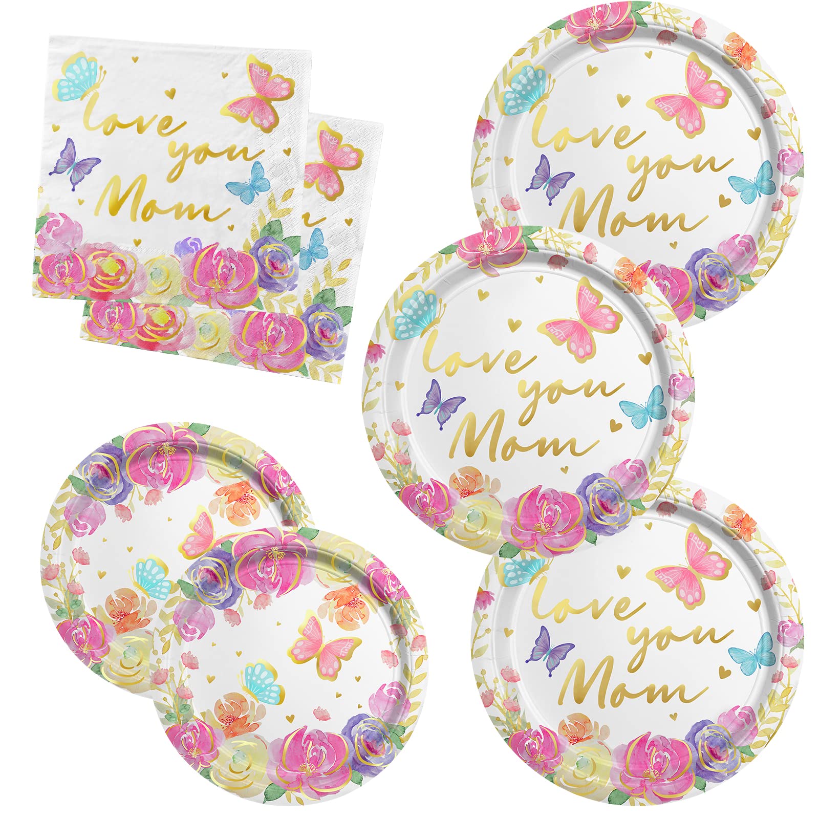 Mother'S Day Party Supplies, Serve 50, Happy Mother'S Day Pack Includes: Paper Dinner Plates, Dessert Plates, Luncheon Napkins F